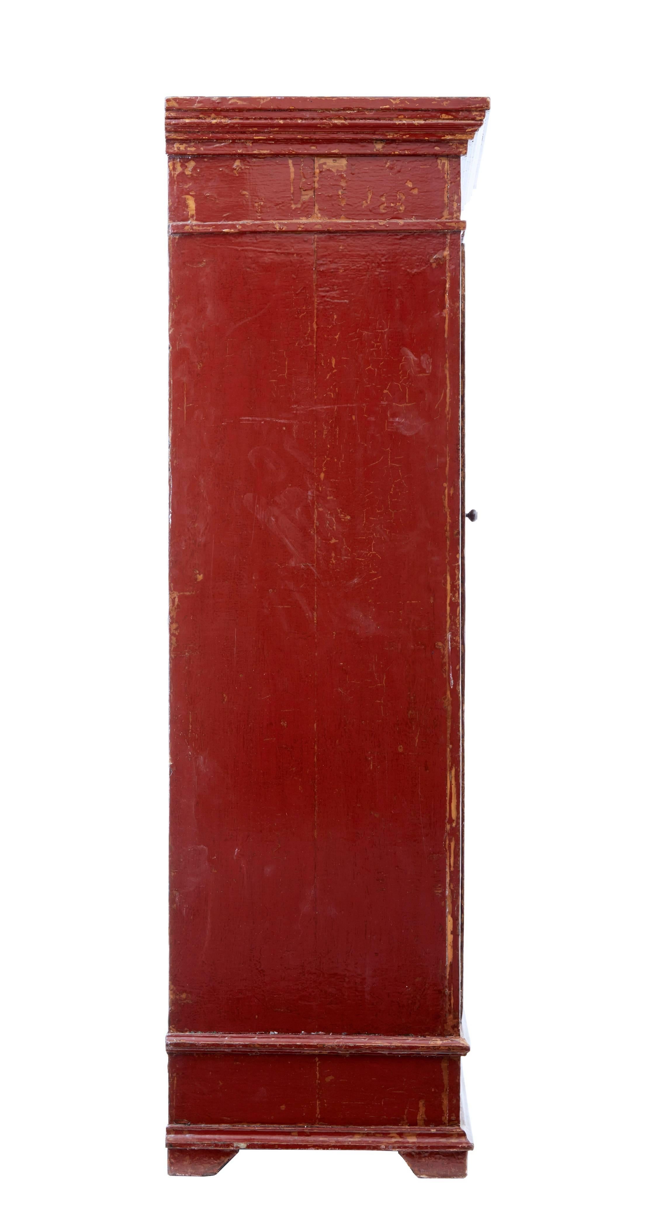 Woodwork 19th Century Red Lacquered Chinese Cupboard