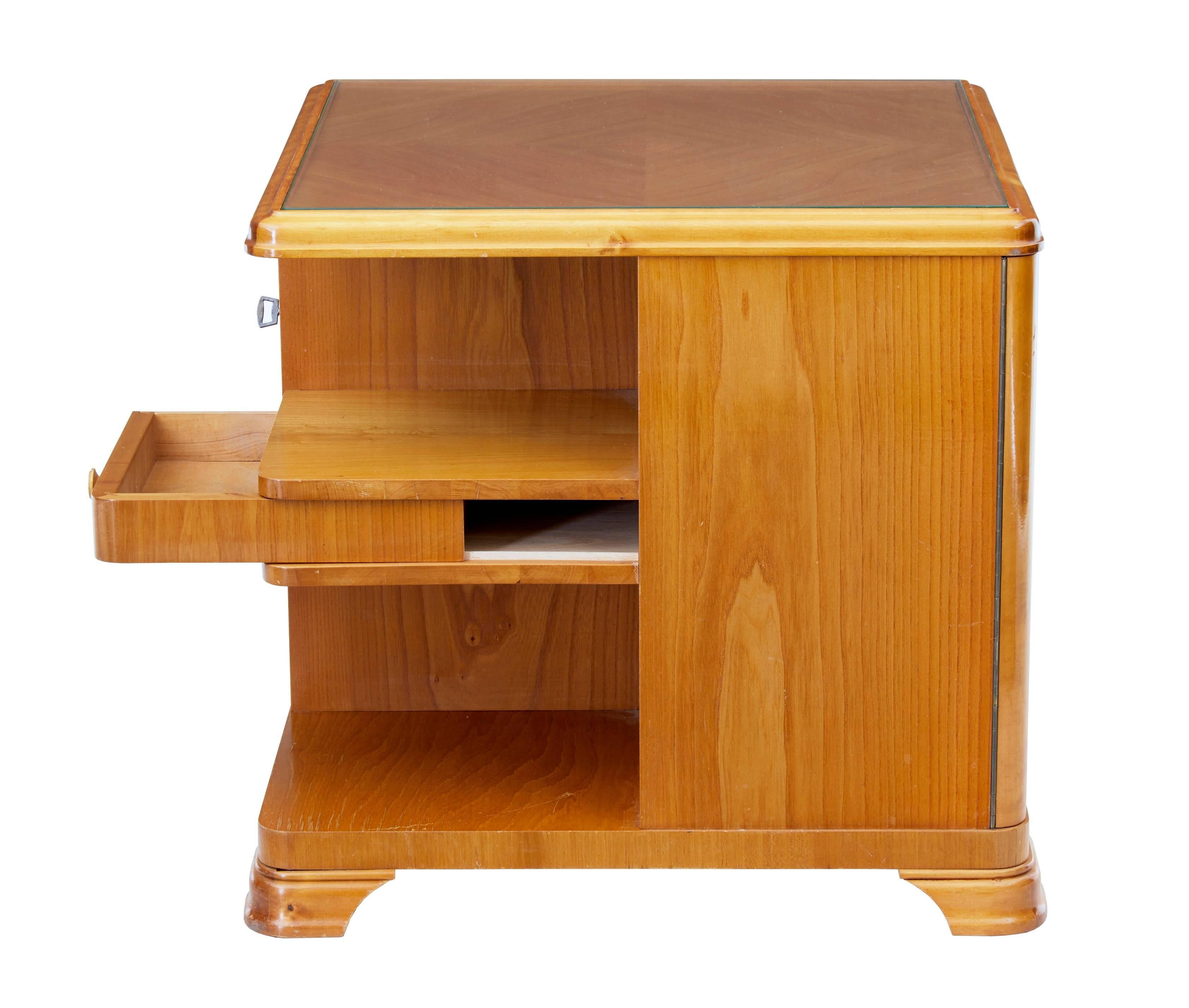 Veneer Later Art Deco Swedish Elm Occasional Table Cabinet