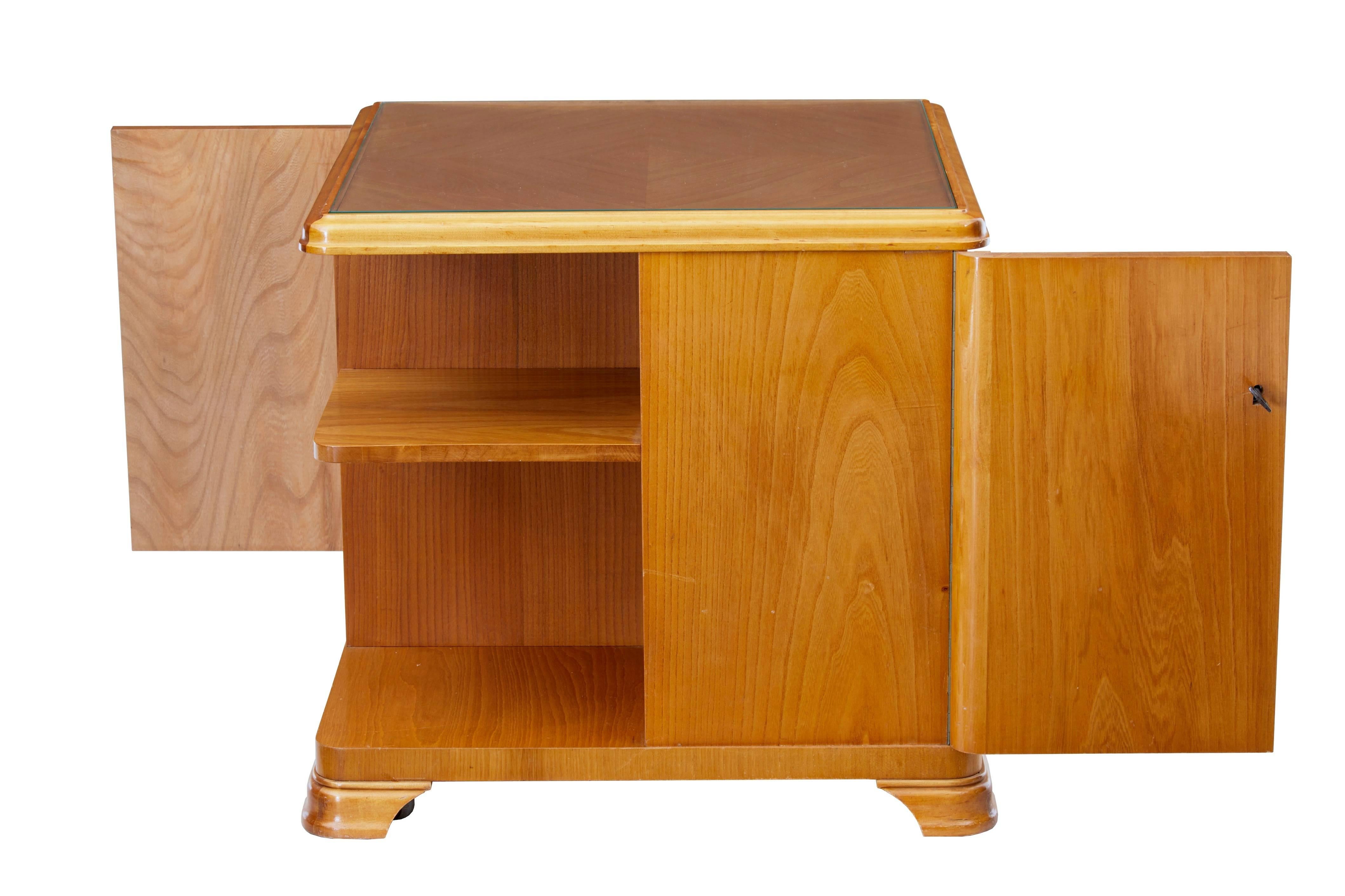 20th Century Later Art Deco Swedish Elm Occasional Table Cabinet