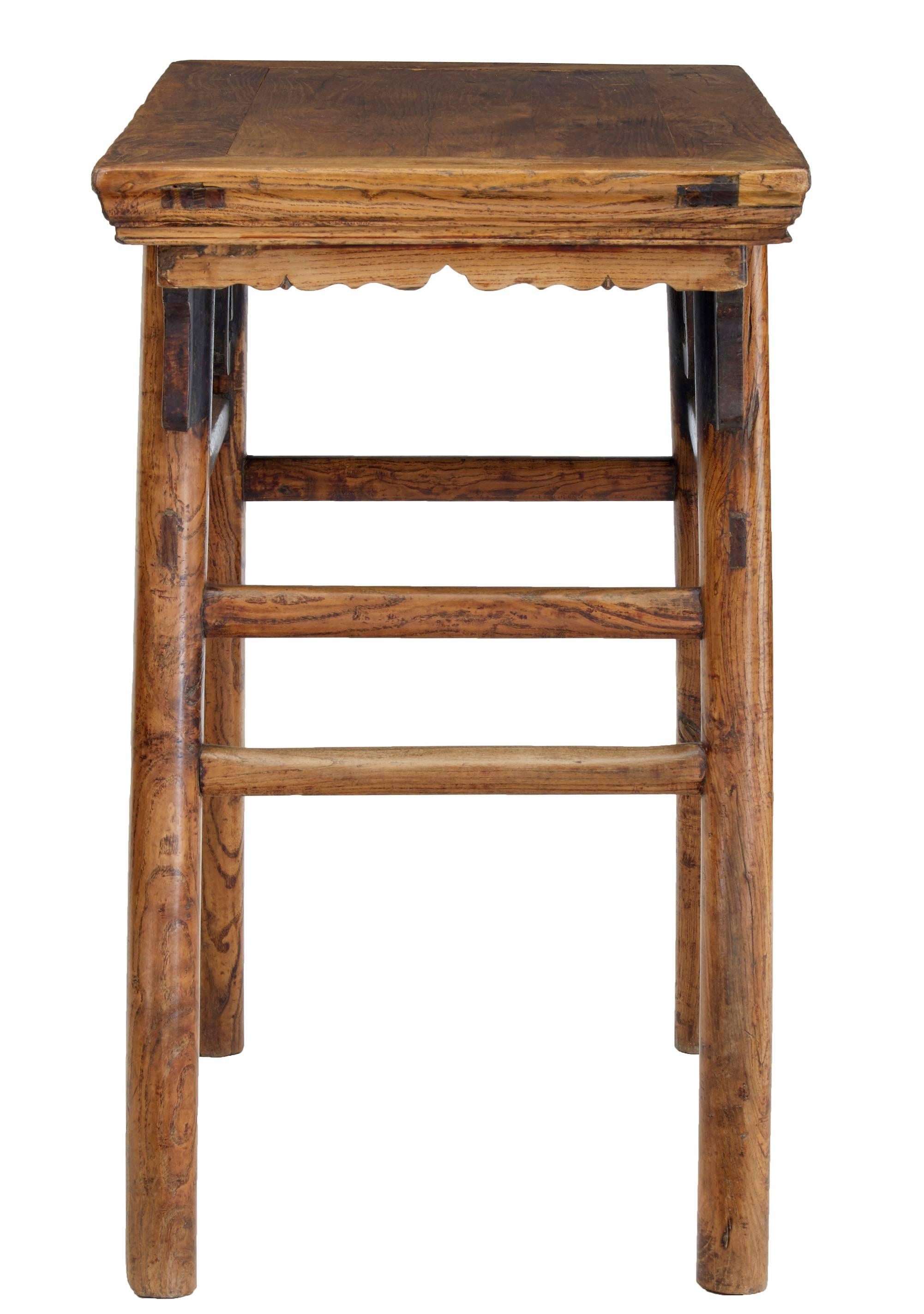 Chinese Export 19th Century Chinese Carved Elm Occasional Table