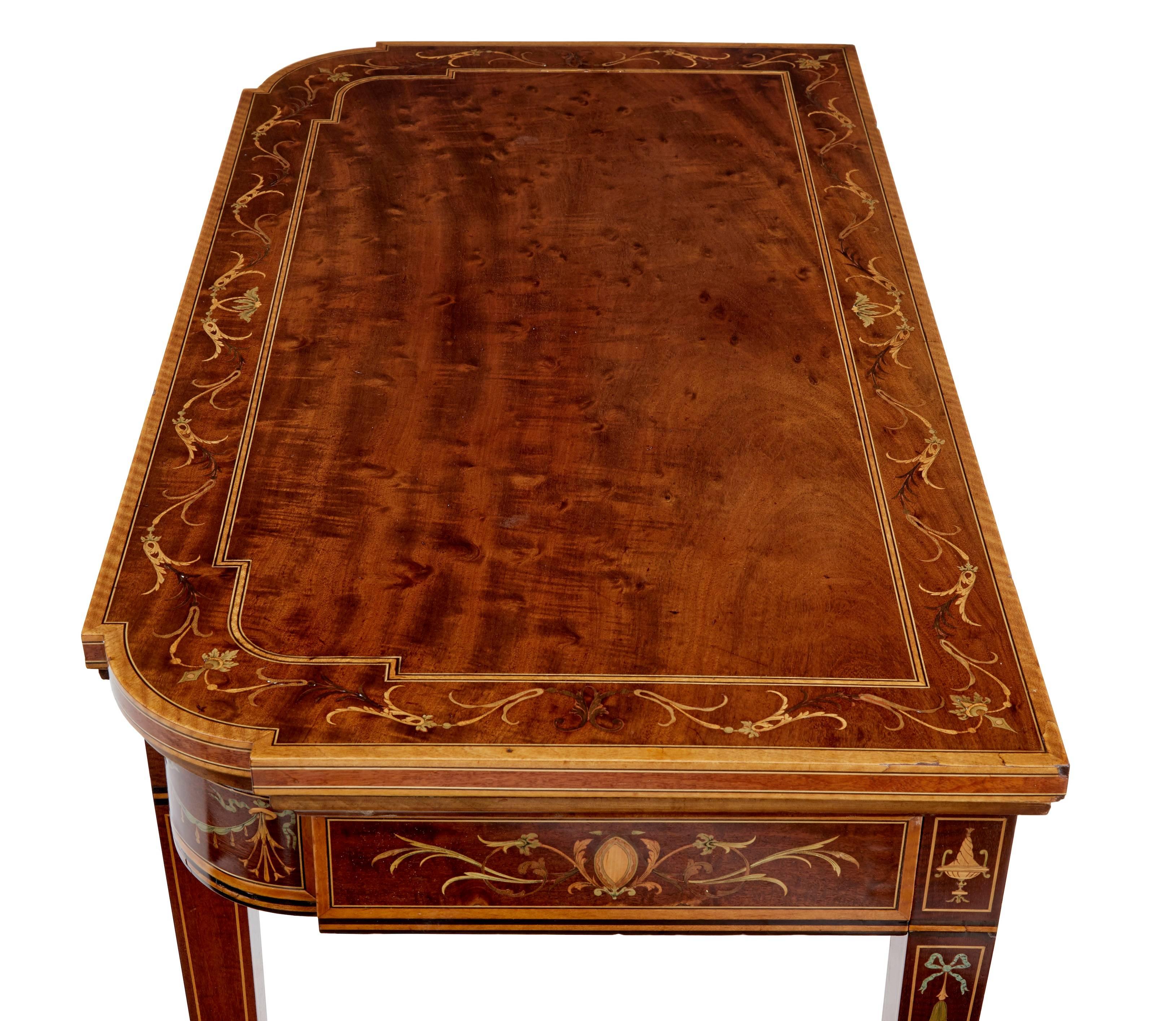 British Late 19th Century Inlaid Mahogany Card Table by Edwards and Roberts