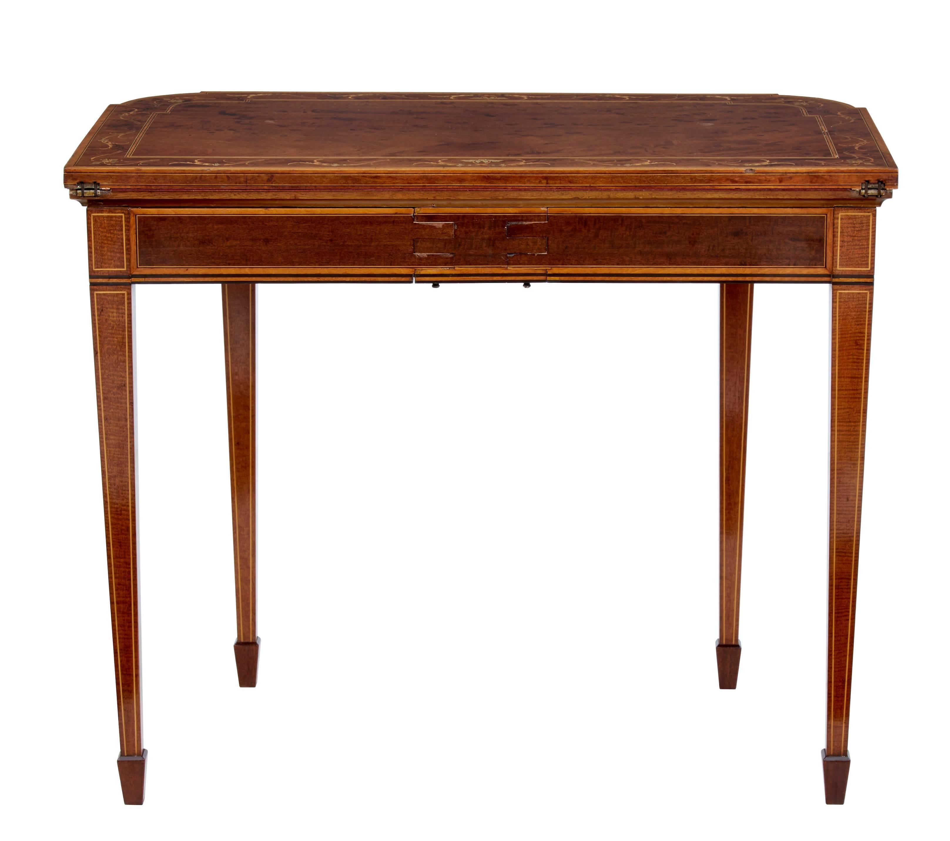 Inlay Late 19th Century Inlaid Mahogany Card Table by Edwards and Roberts