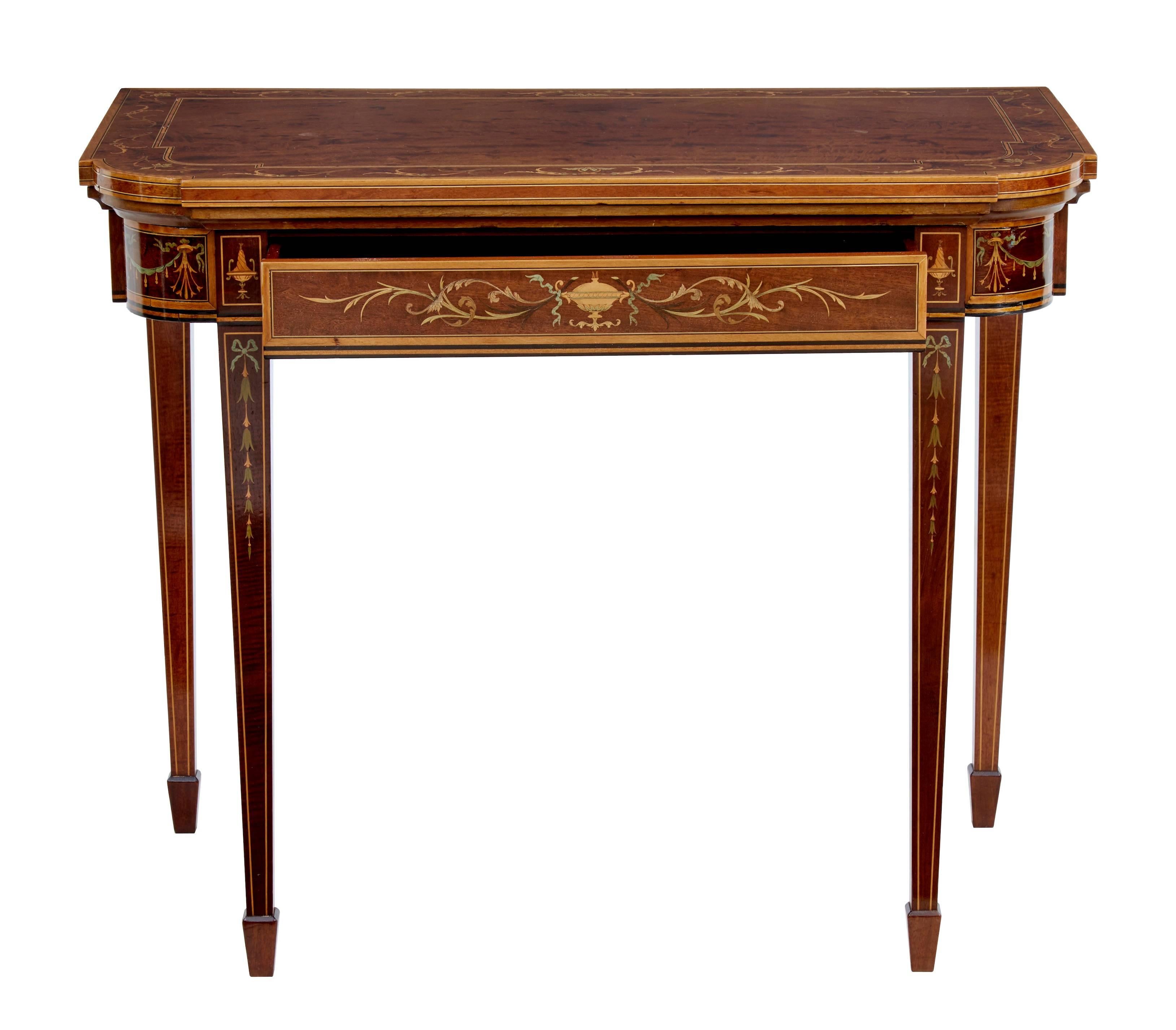 Late 19th Century Inlaid Mahogany Card Table by Edwards and Roberts In Good Condition In Debenham, Suffolk