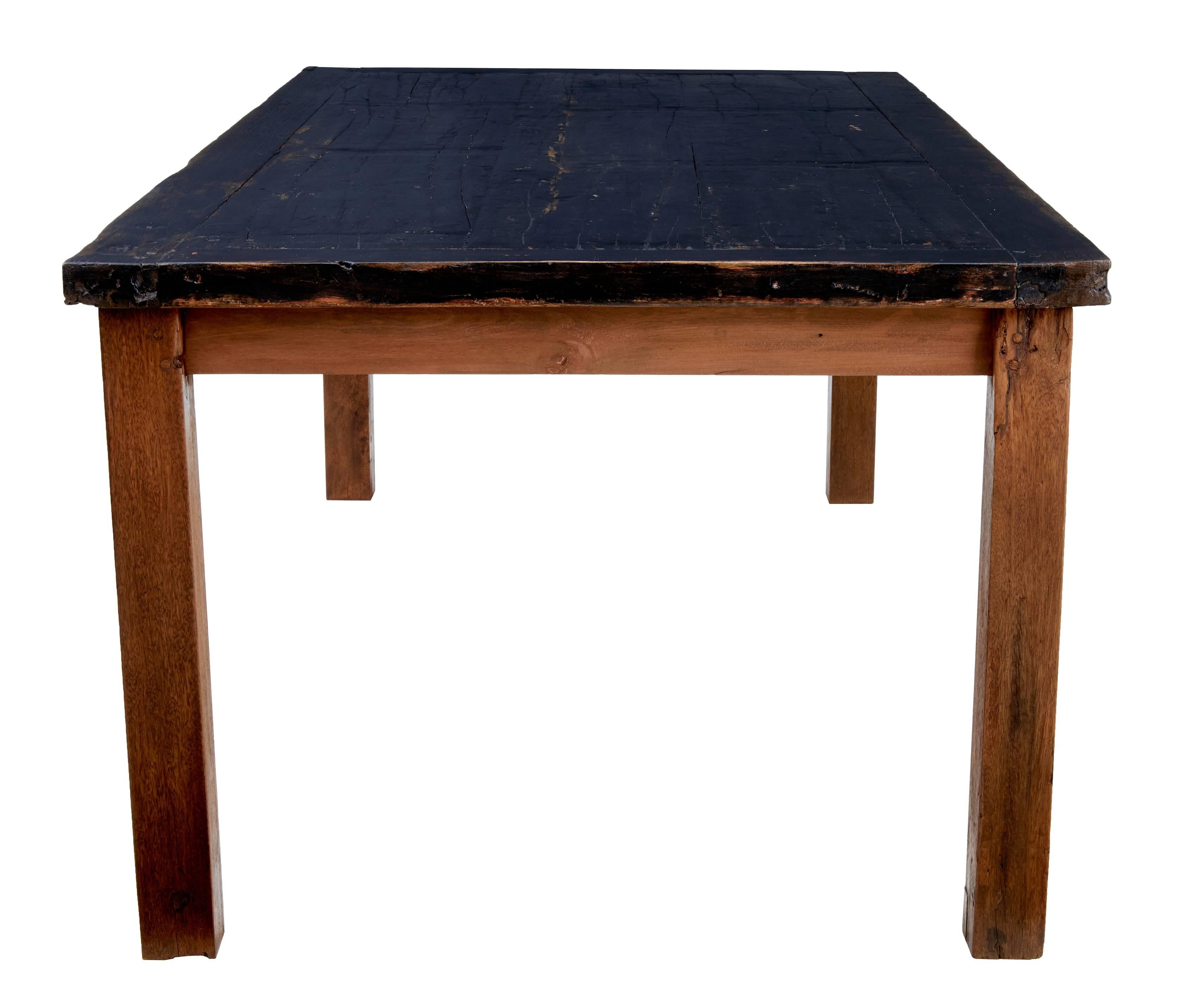 Rustic Large 19th Century Teak and Painted Dining Table