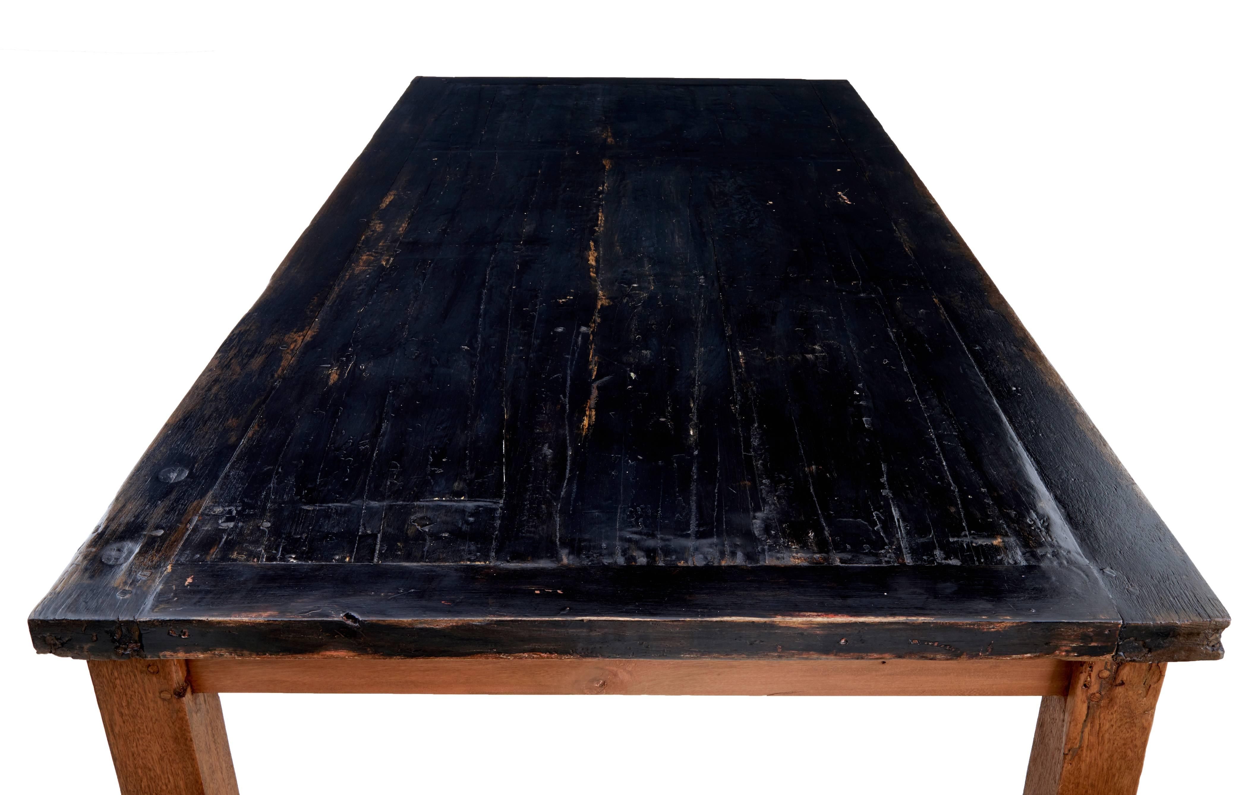 Swedish Large 19th Century Teak and Painted Dining Table