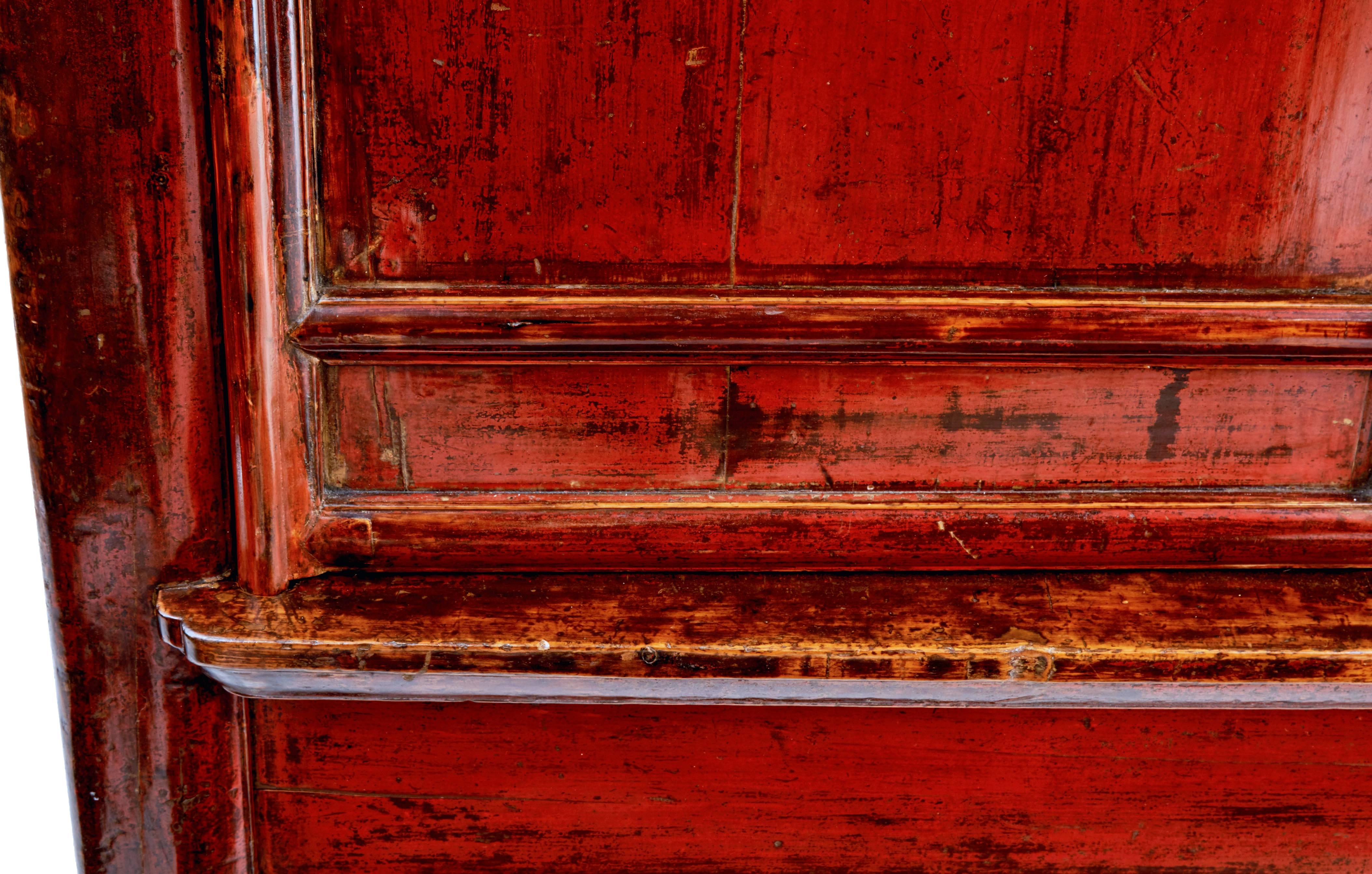 Monumental 19th Century Chinese Red Lacquer Cupboard 1