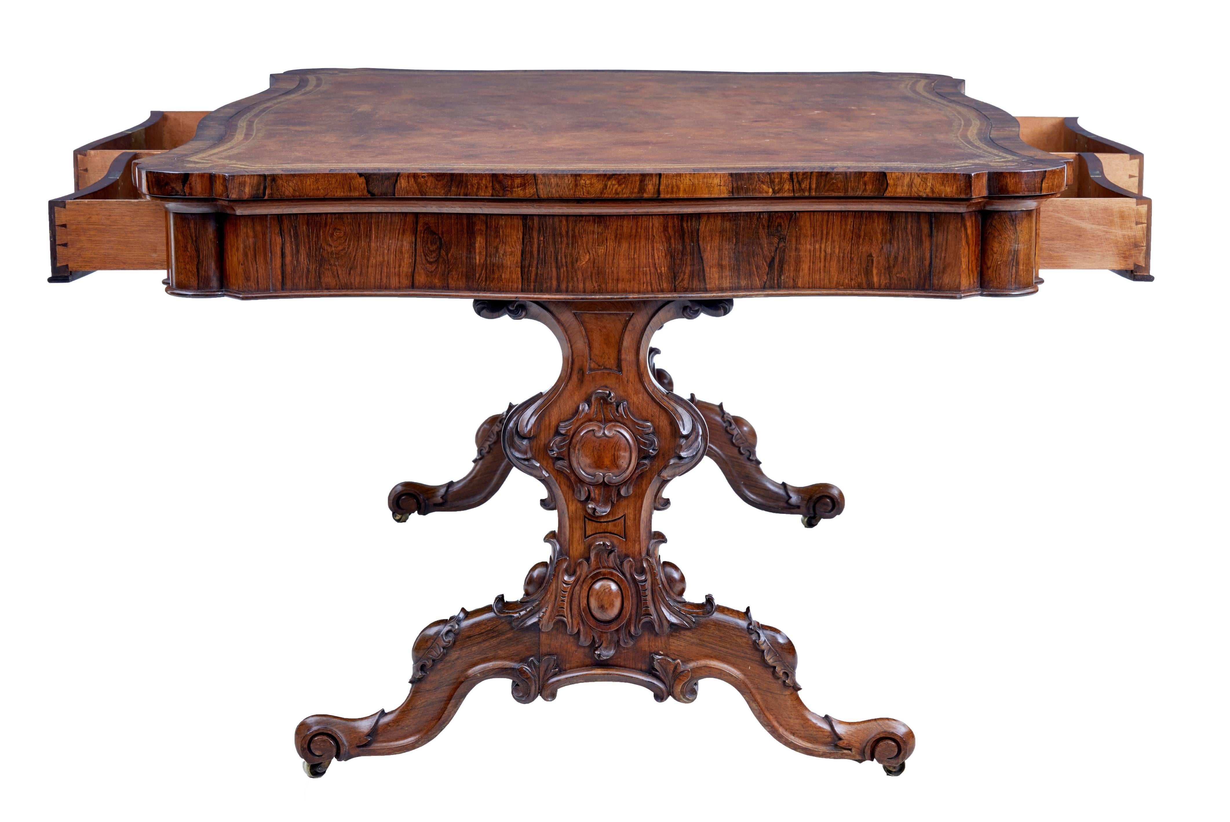 William IV Large 19th Century William iv Rosewood Library Table Attributed to Gillows