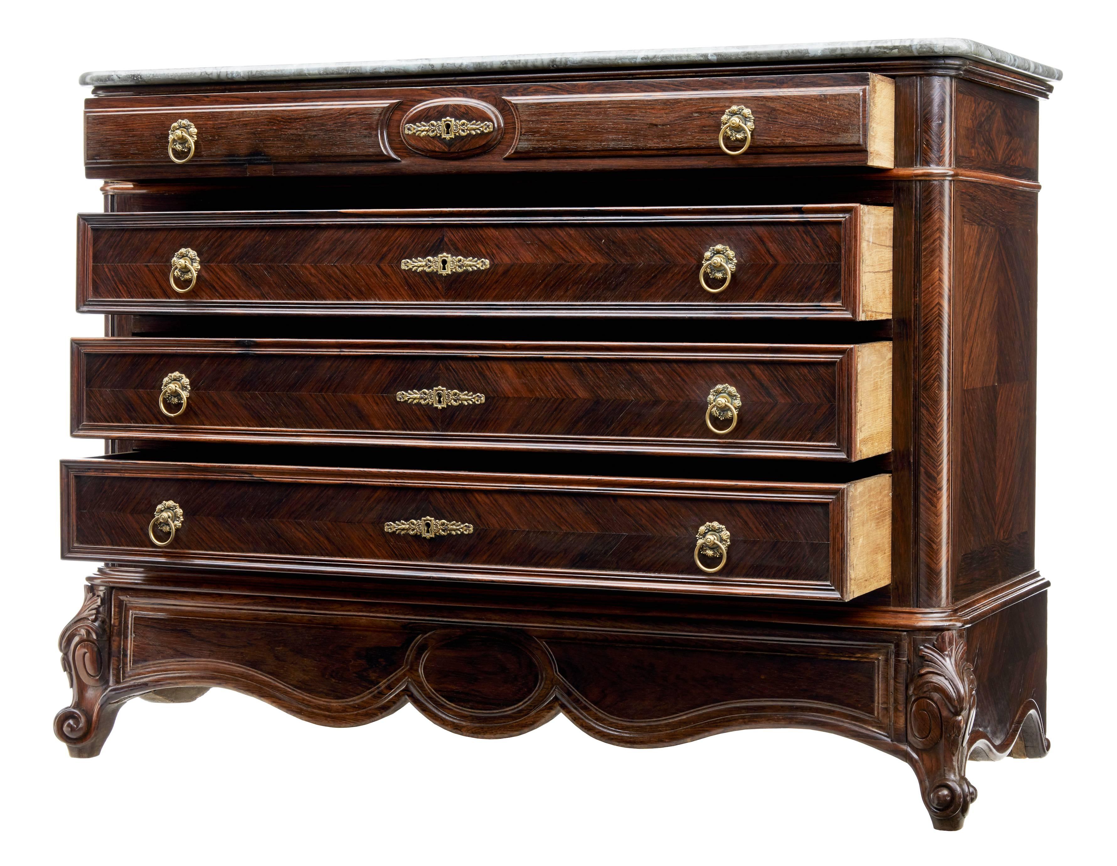 Victorian 19th Century Large French Rosewood Commode Chest of Drawers