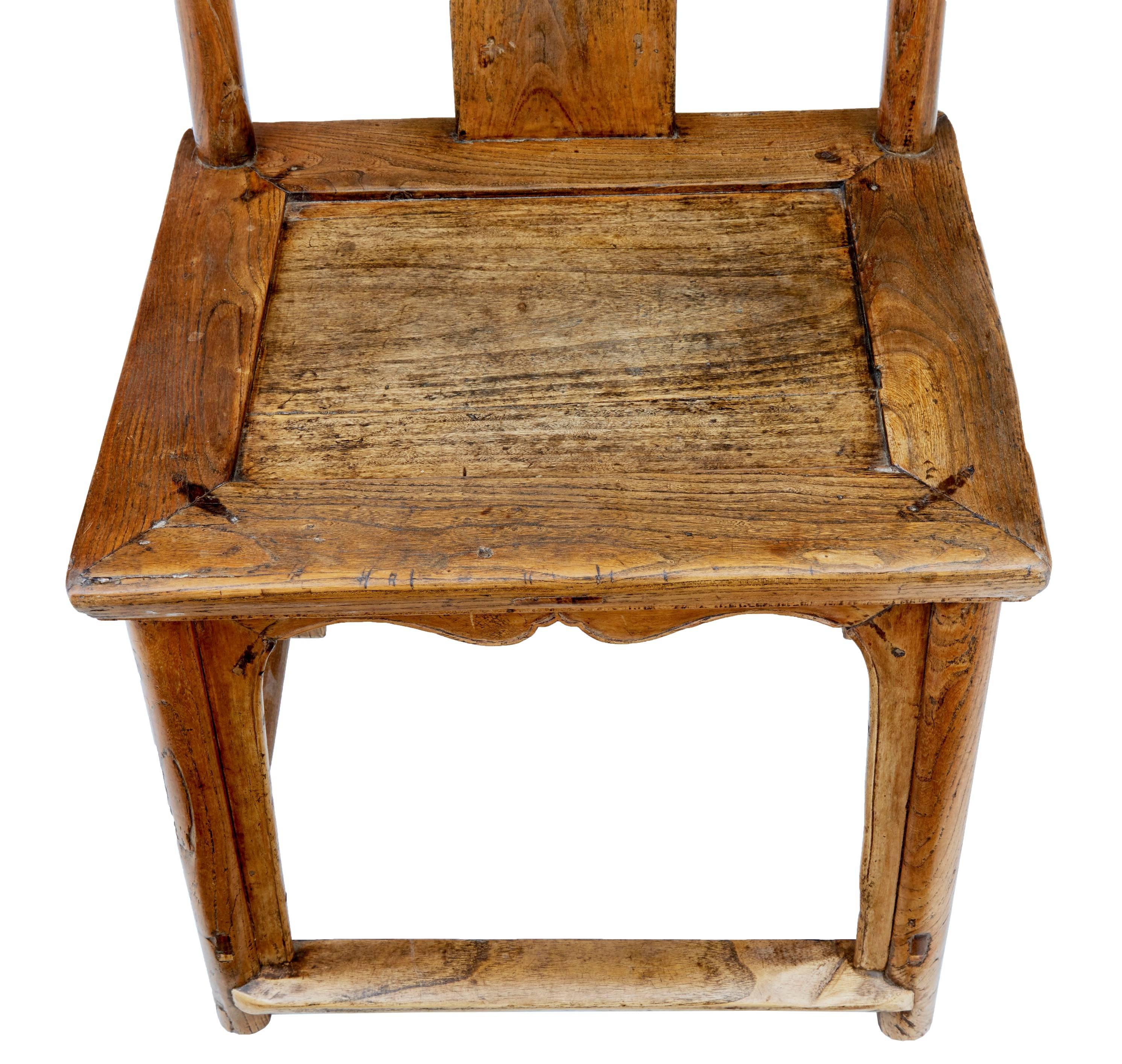 Chinese Export Near Pair of 19th Century Chinese Elm Chairs