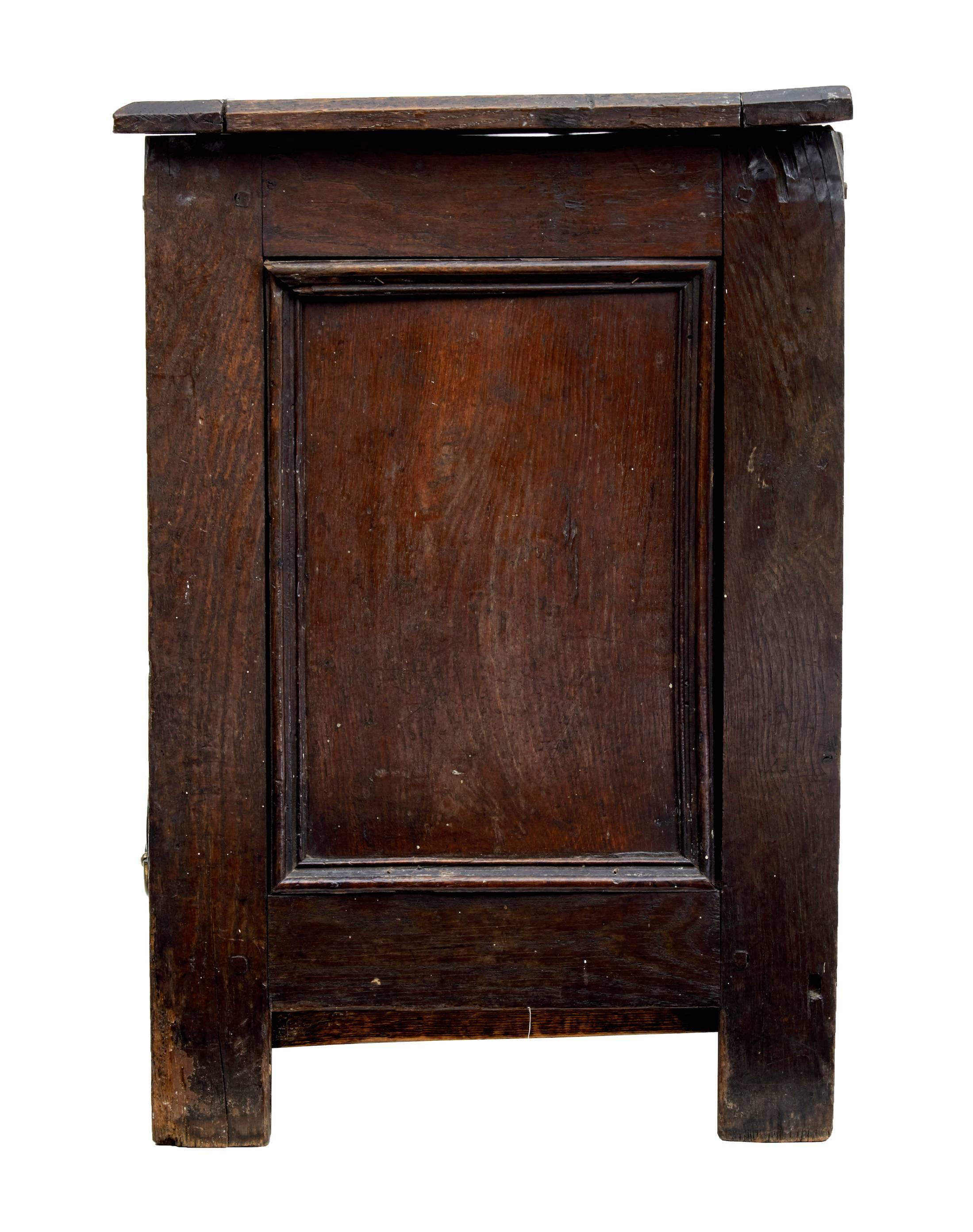 Gothic Late 17th Century Small Oak Mule Chest