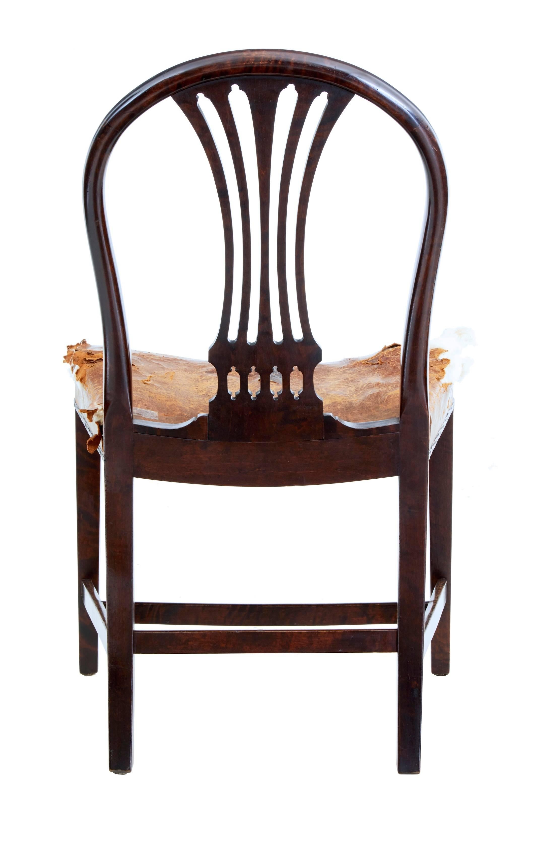 Empire Revival Set of Six, 19th Century Birch Swedish Dining Chairs