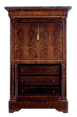 19th Century French Flame Mahogany Secretaire