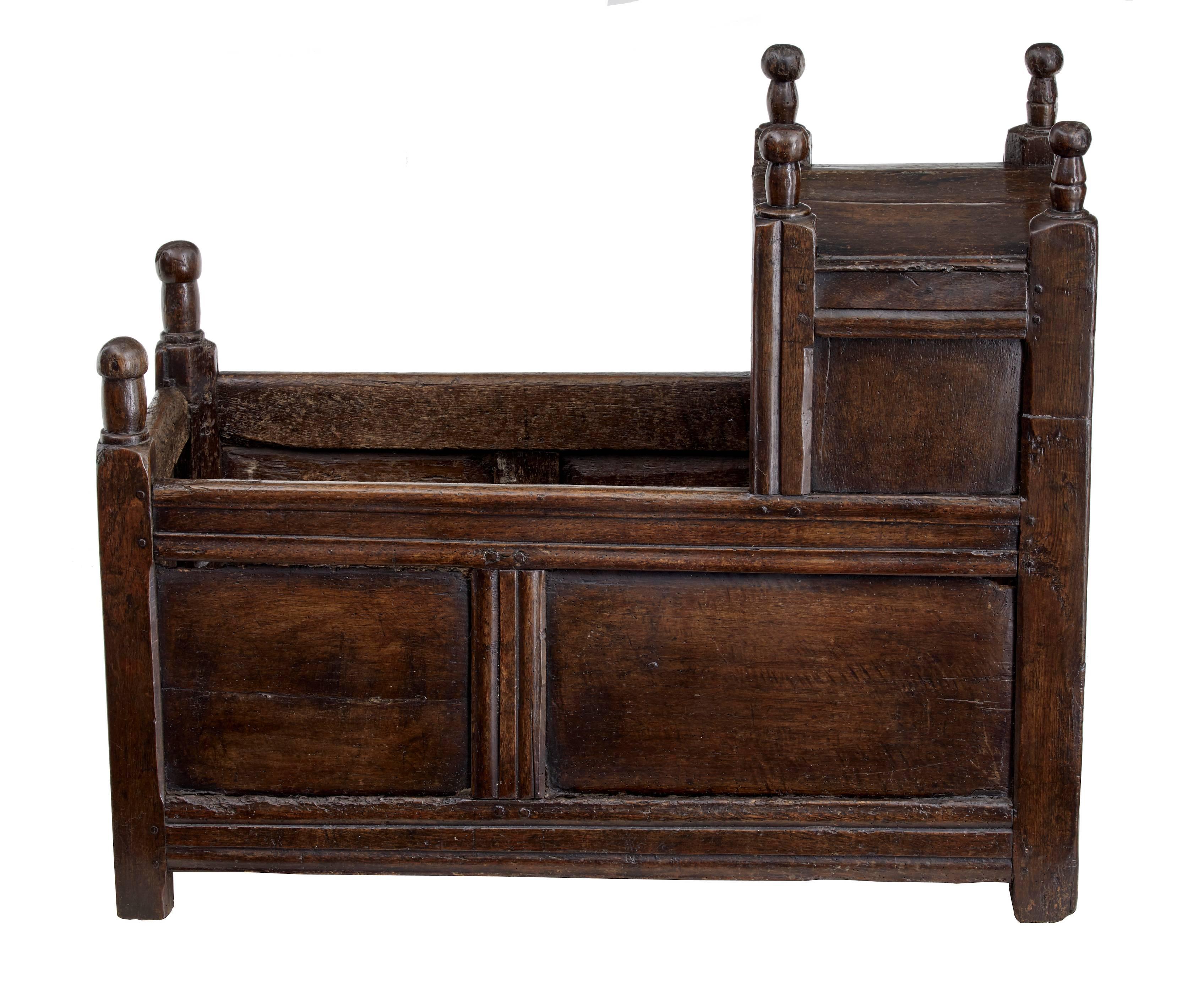 Gothic 17th Century Carved Oak Cot