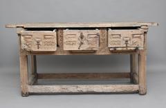 17th Century Spanish Carved Chestnut Serving Table