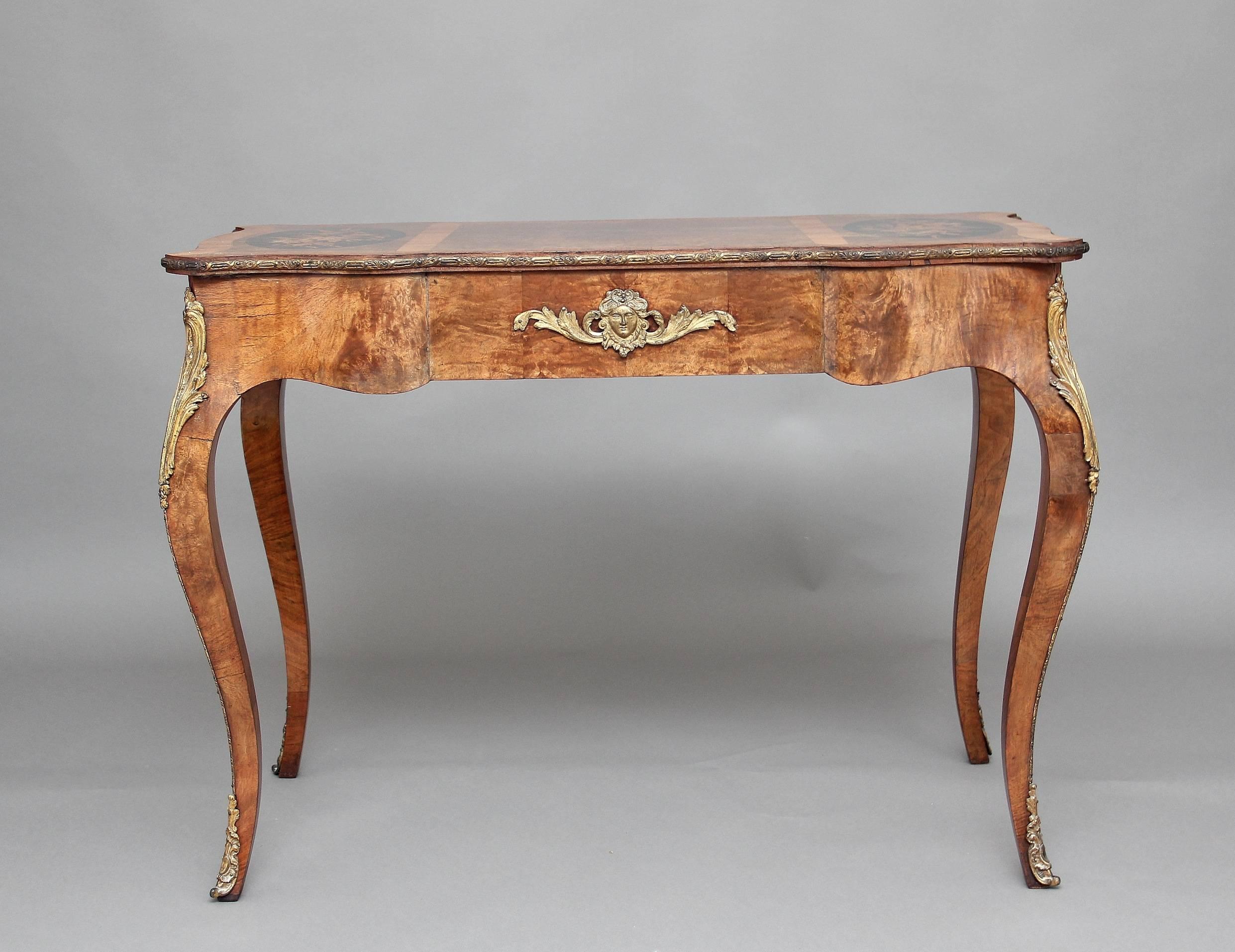 Great Britain (UK) 19th Century Burr Walnut Inlaid Writing Table