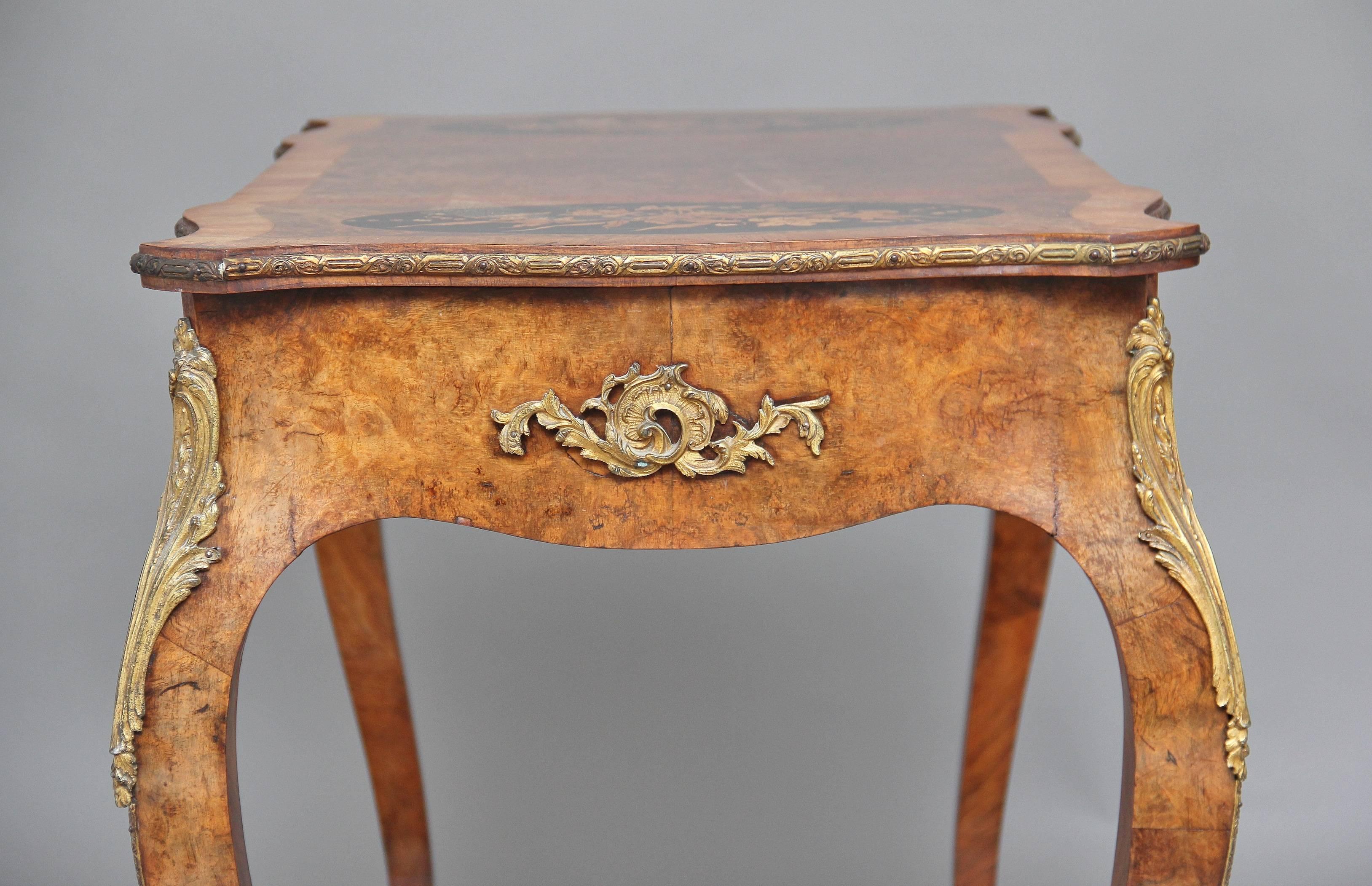 19th Century Burr Walnut Inlaid Writing Table 1