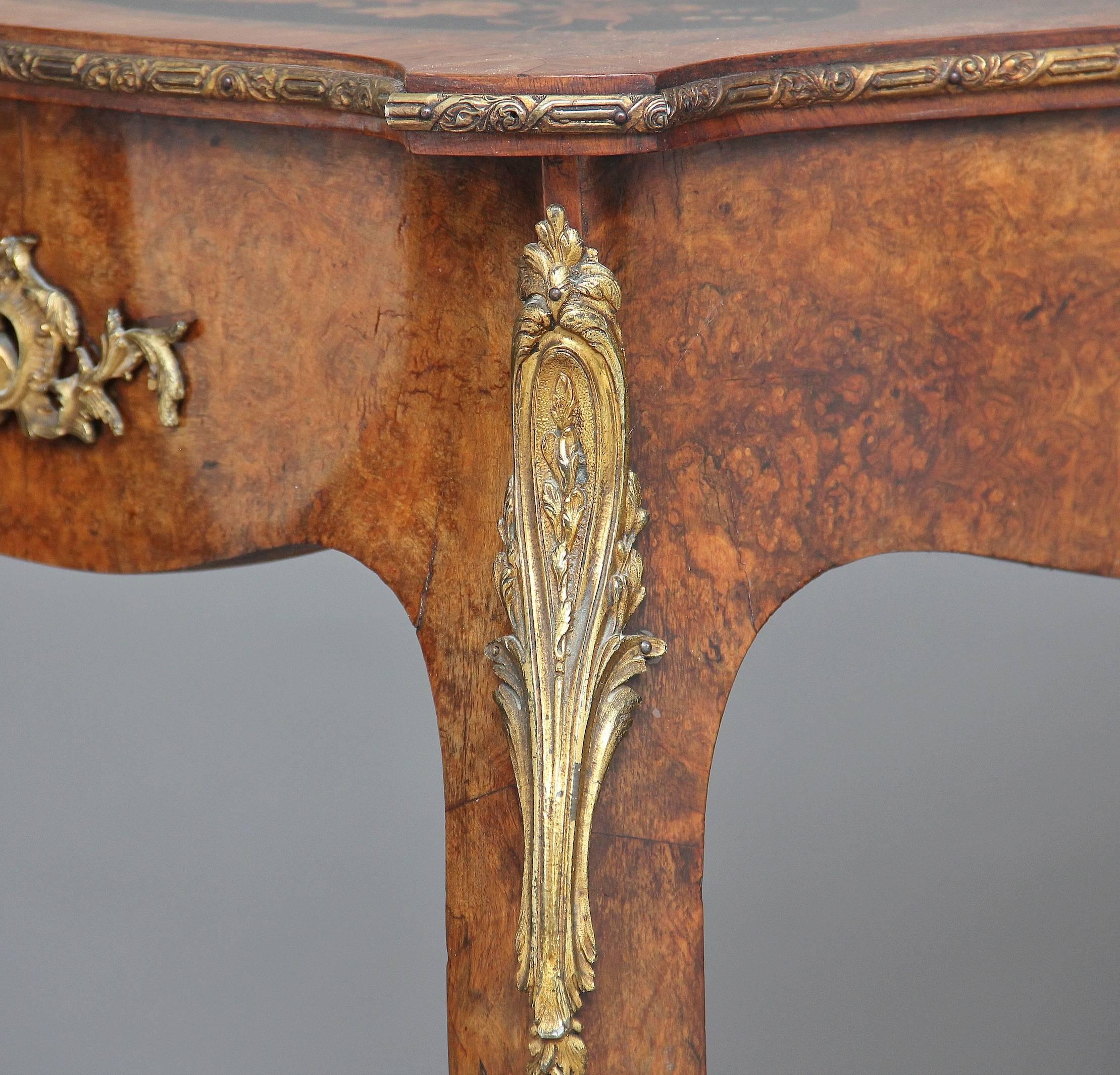 19th Century Burr Walnut Inlaid Writing Table 2