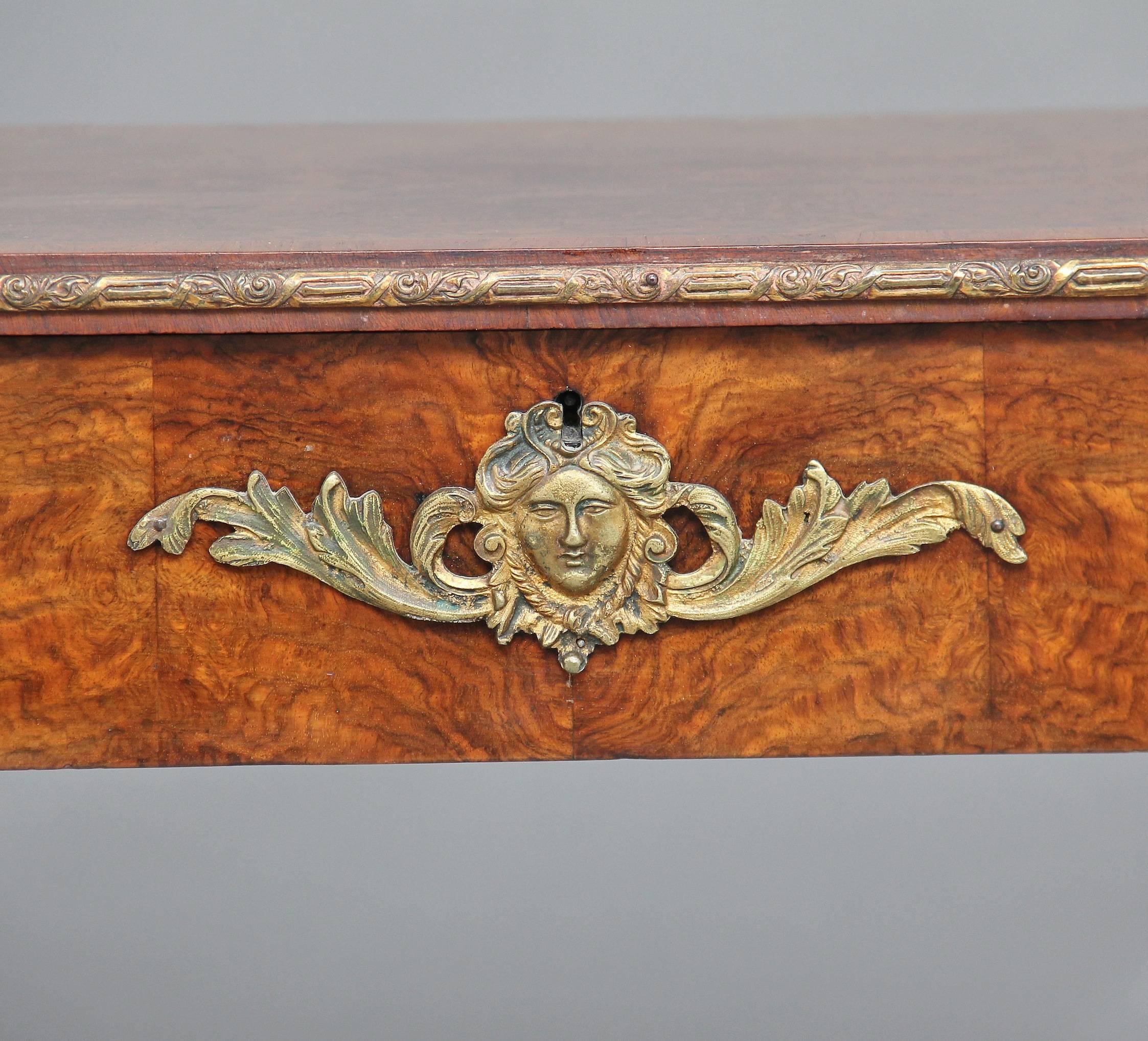 19th Century Burr Walnut Inlaid Writing Table 3