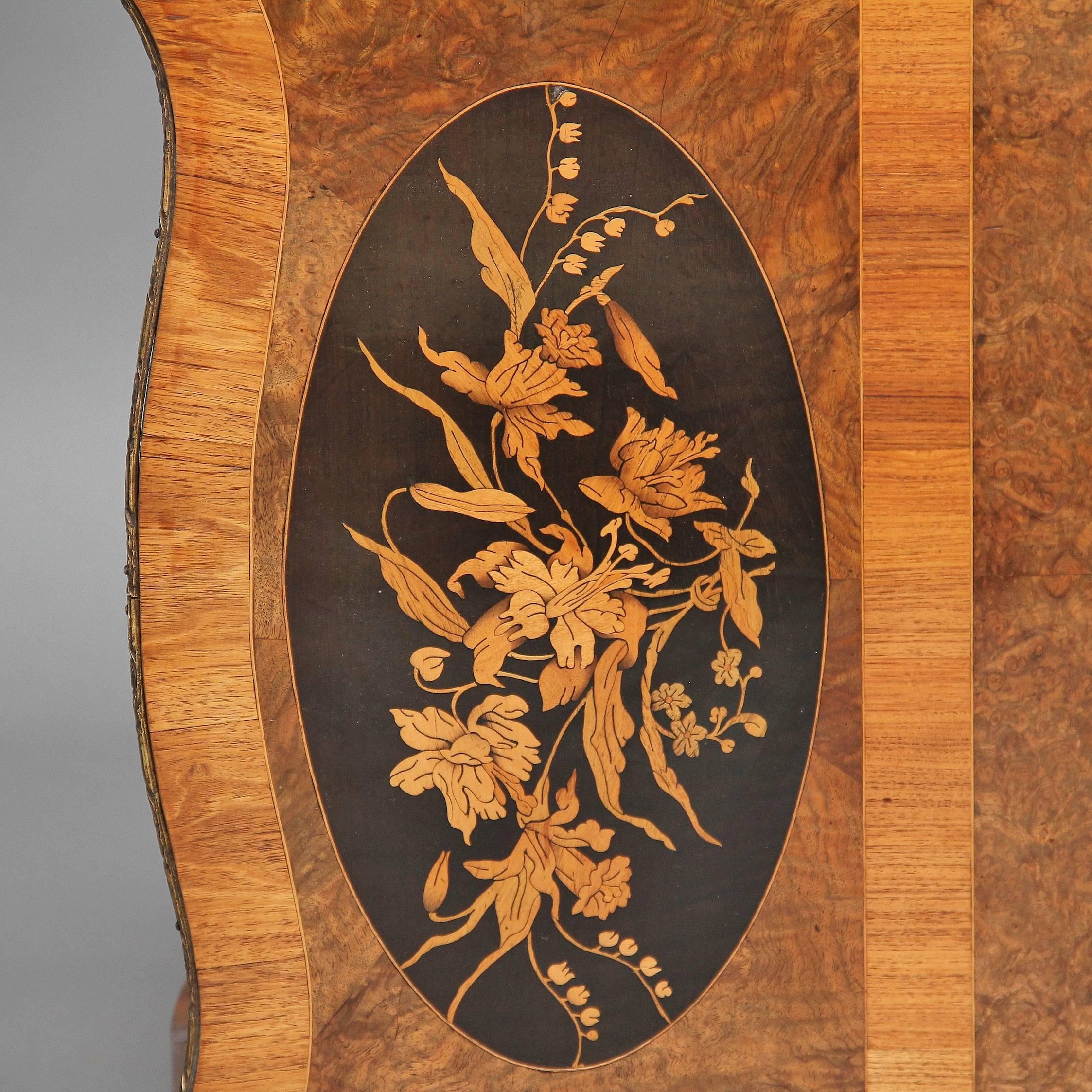 19th Century Burr Walnut Inlaid Writing Table 4