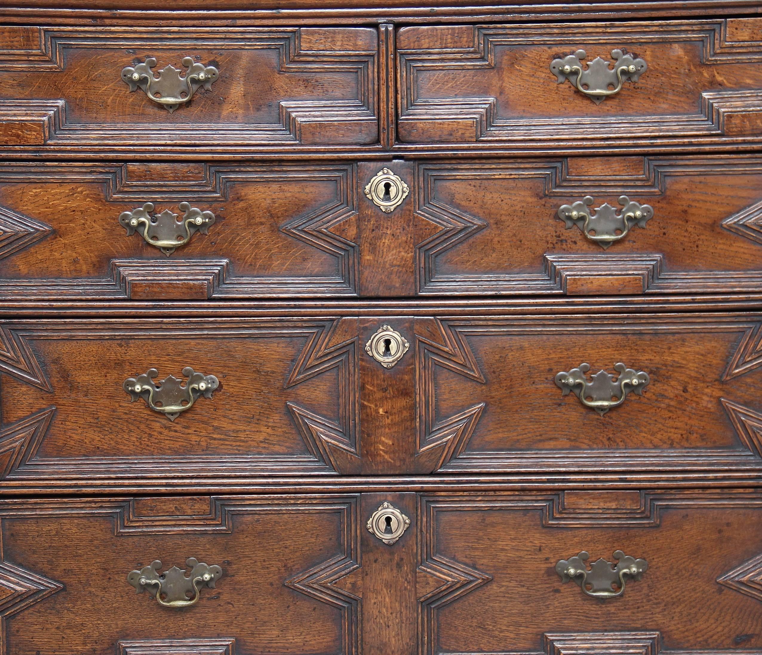 Woodwork 18th Century Geometric Oak Chest on Stand