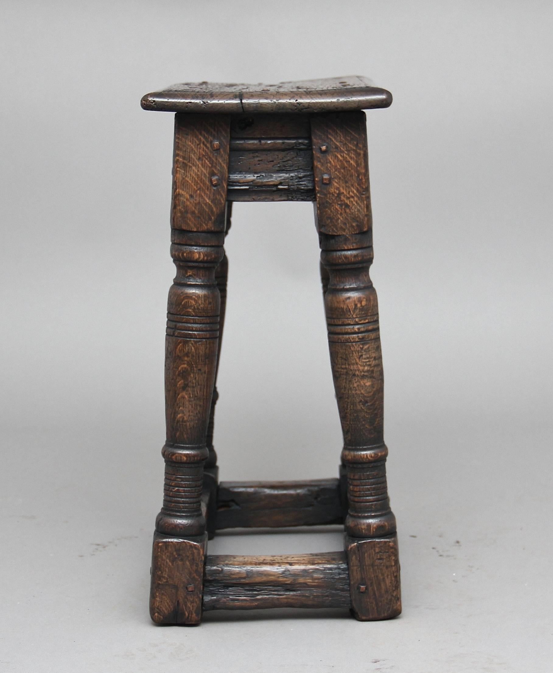Gothic 1920s 20th Century Oak Joint Stool