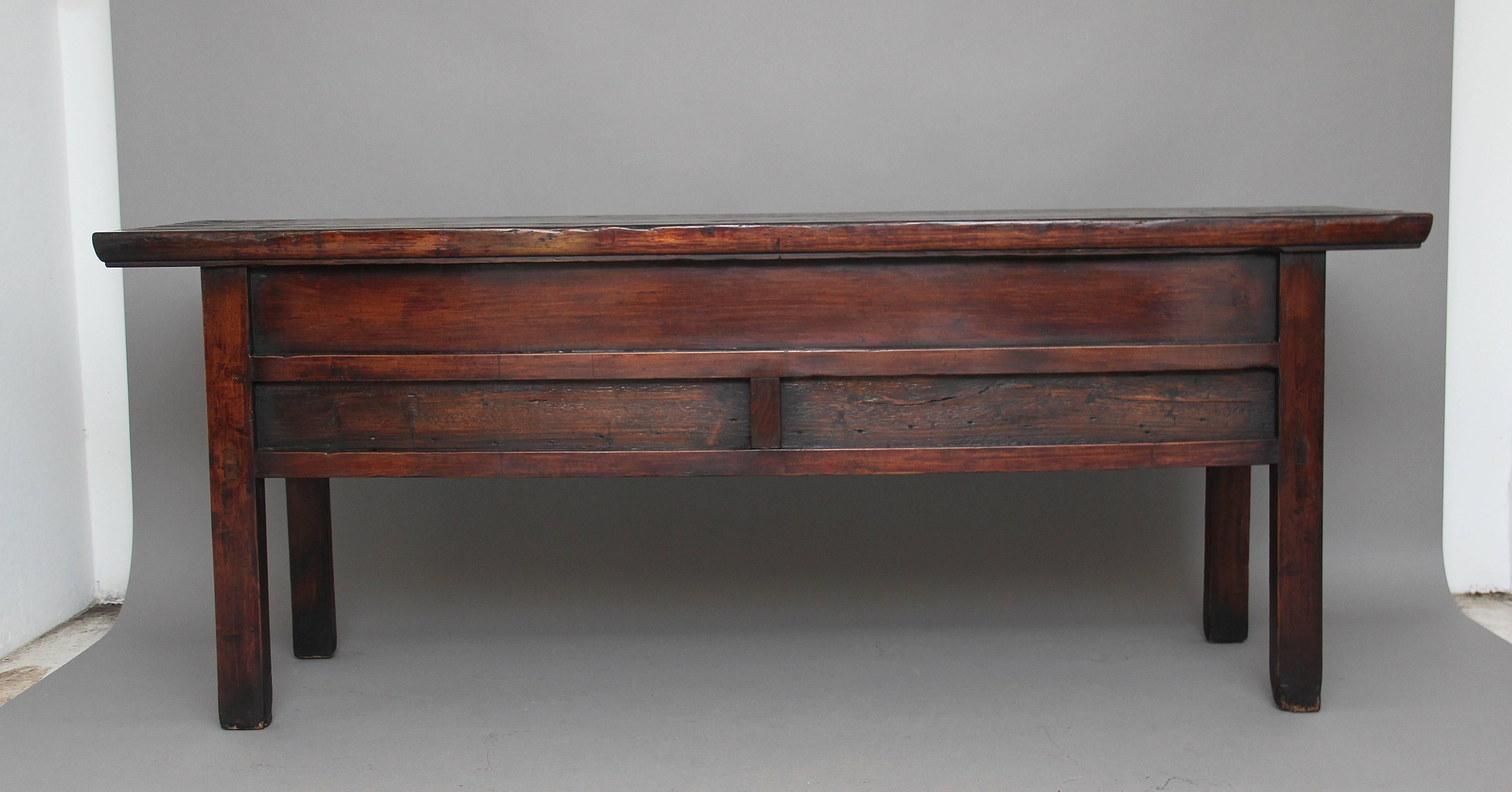 Woodwork Large 19th Century Rustic Chinese Elm Dresser Base