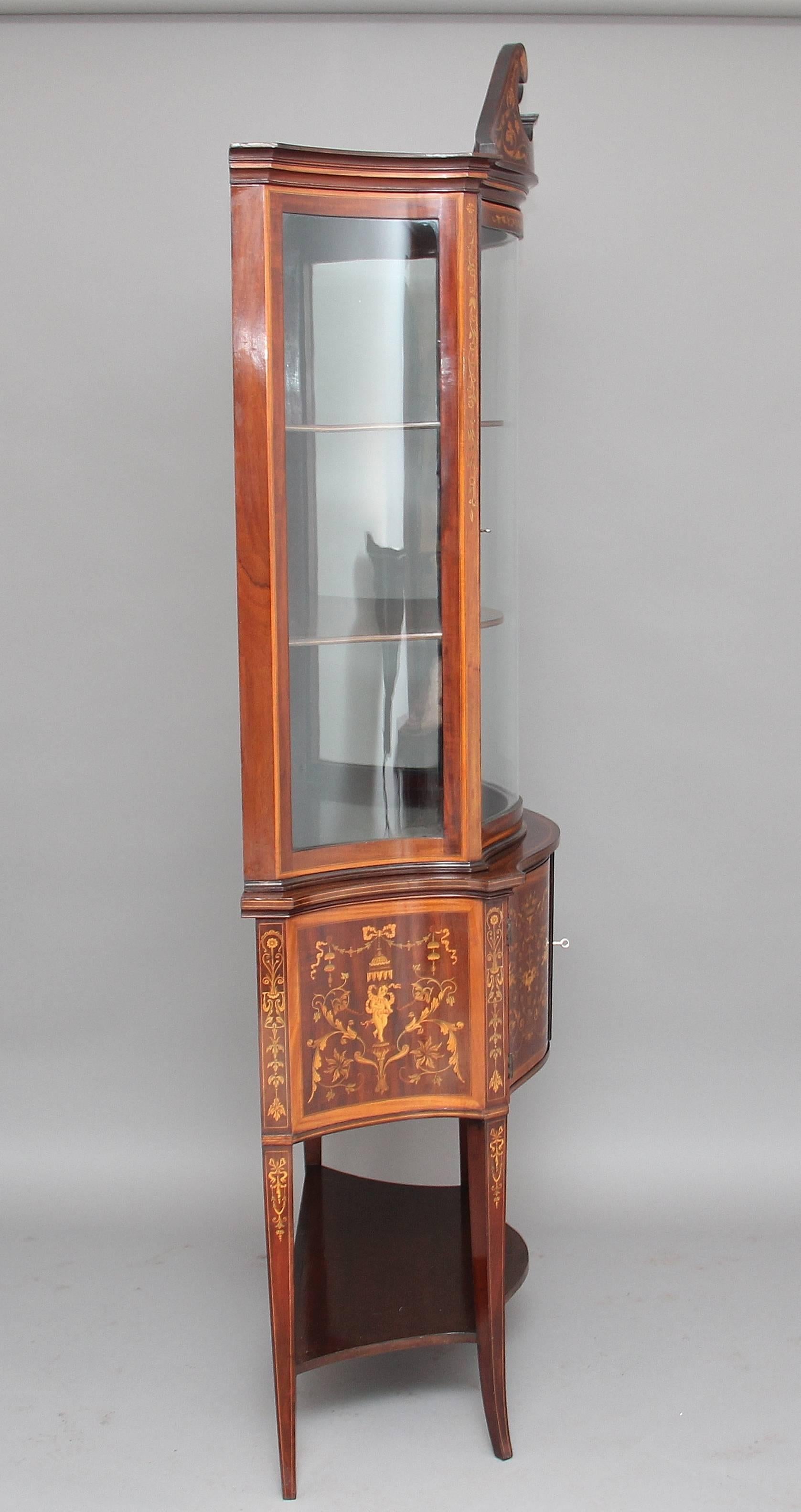 Inlay 19th Century Edwards & Roberts Mahogany Inlaid Display Cabinet