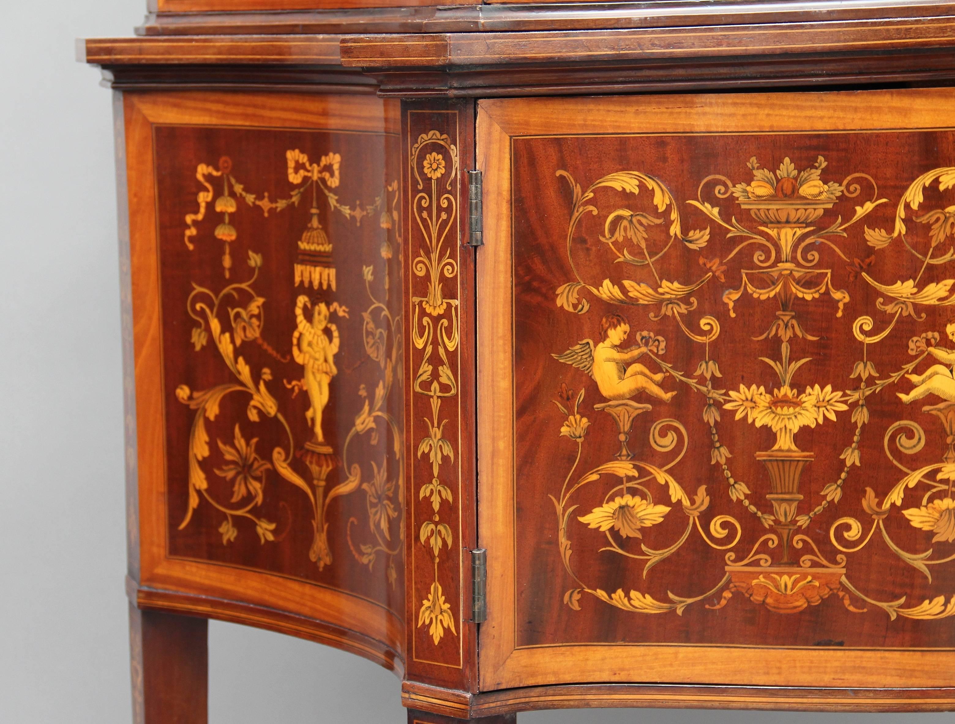 19th Century Edwards & Roberts Mahogany Inlaid Display Cabinet 1
