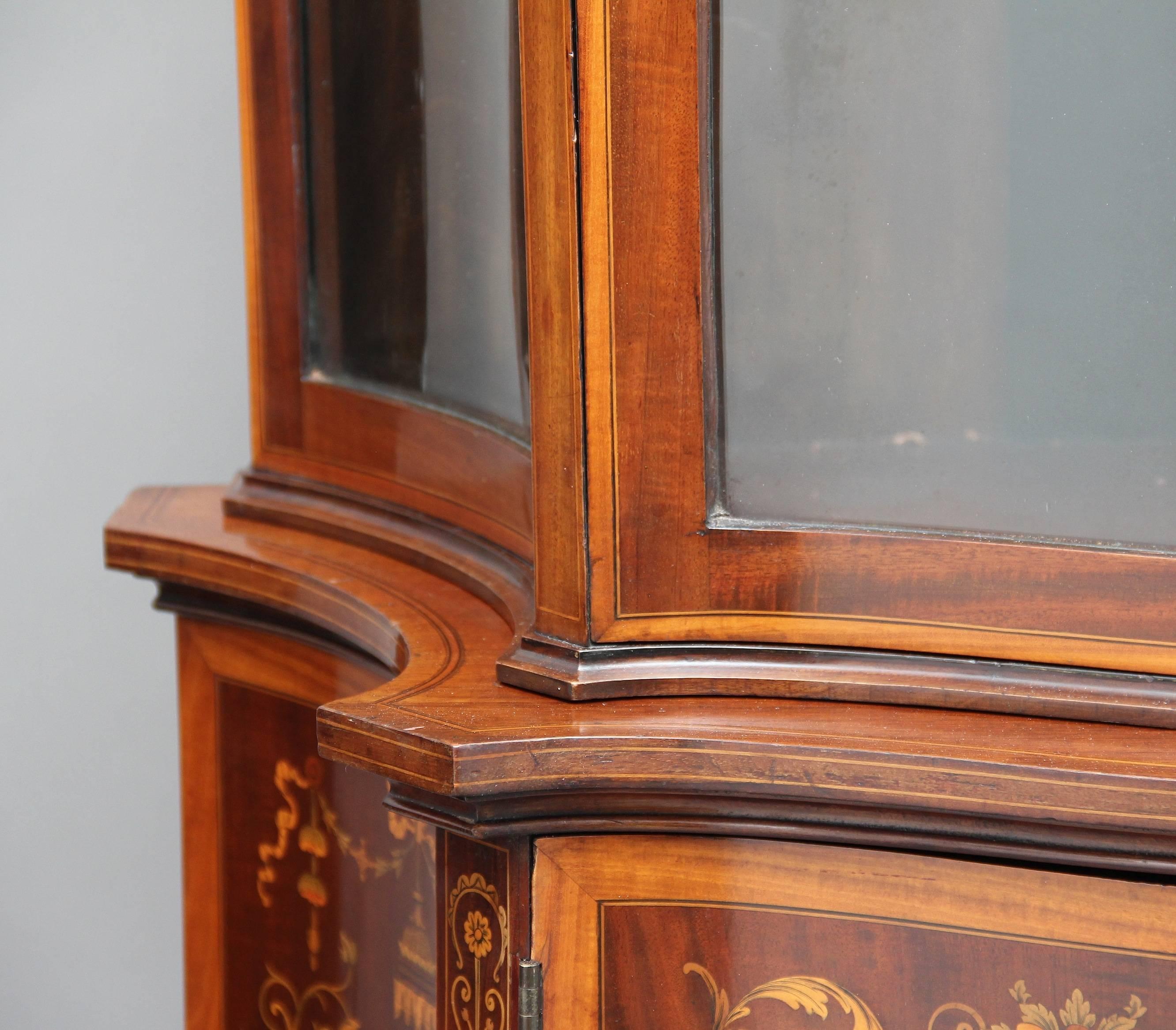 19th Century Edwards & Roberts Mahogany Inlaid Display Cabinet 3