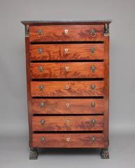 19th Century French Mahogany Semainier Tall Chest