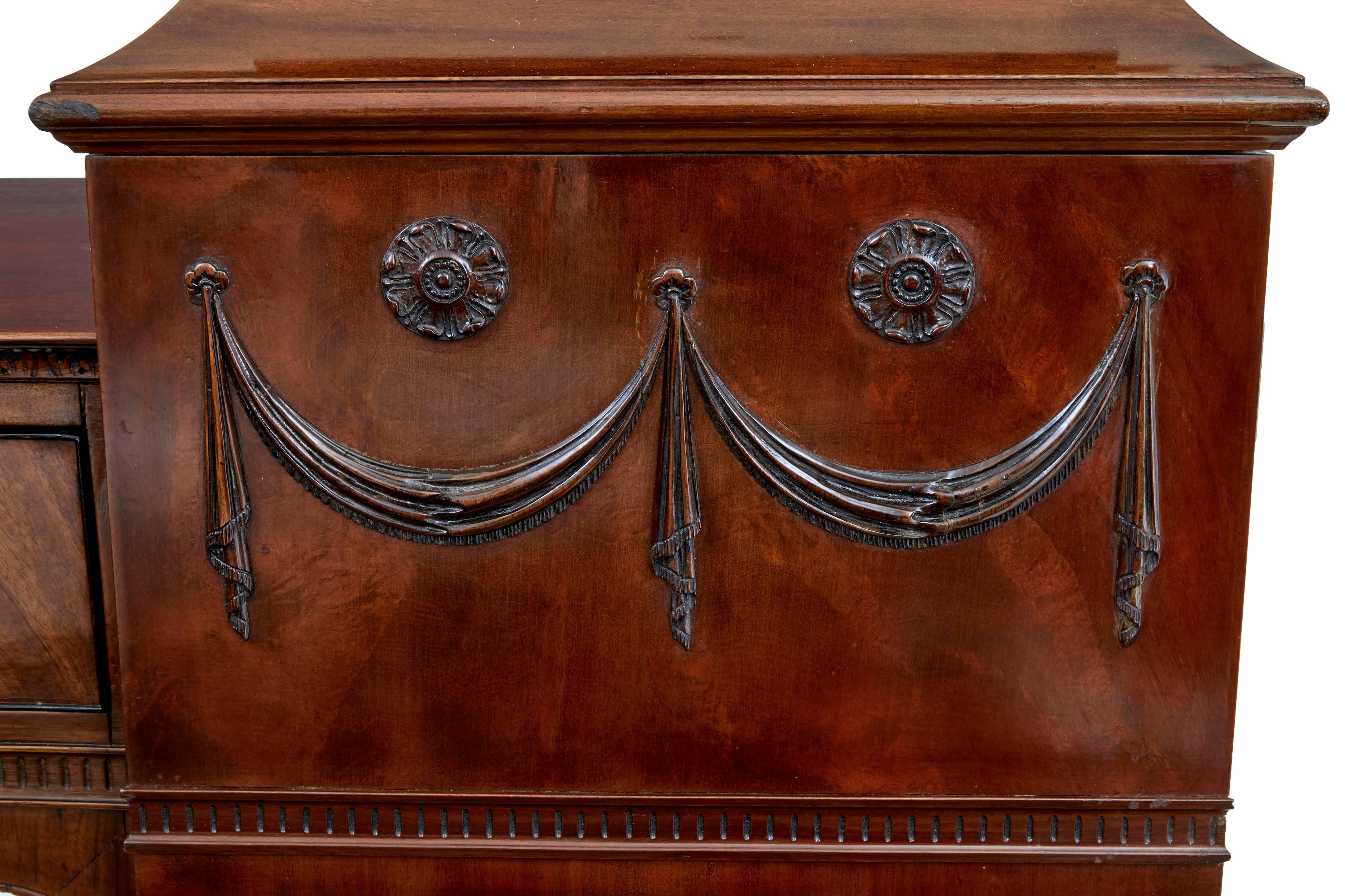 Great Britain (UK) 19th Century Carved Mahogany Pedestal Sideboard in the Adams Taste