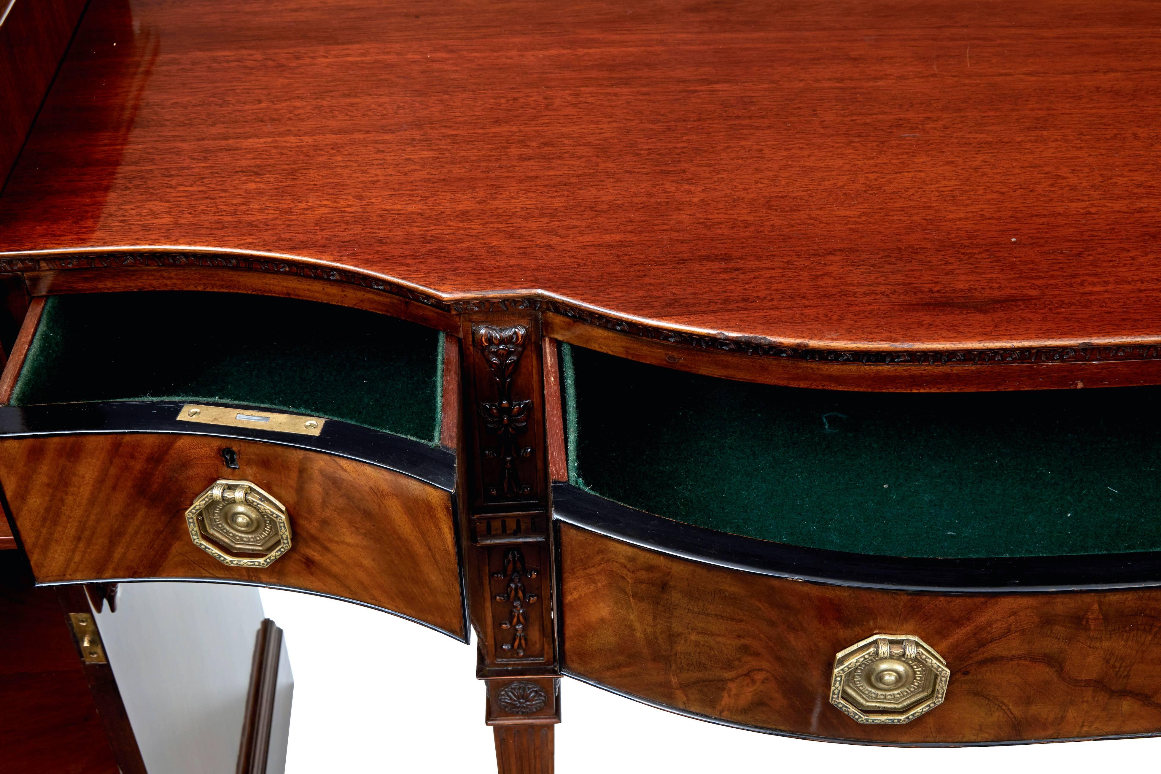 19th Century Carved Mahogany Pedestal Sideboard in the Adams Taste In Good Condition In Debenham, Suffolk