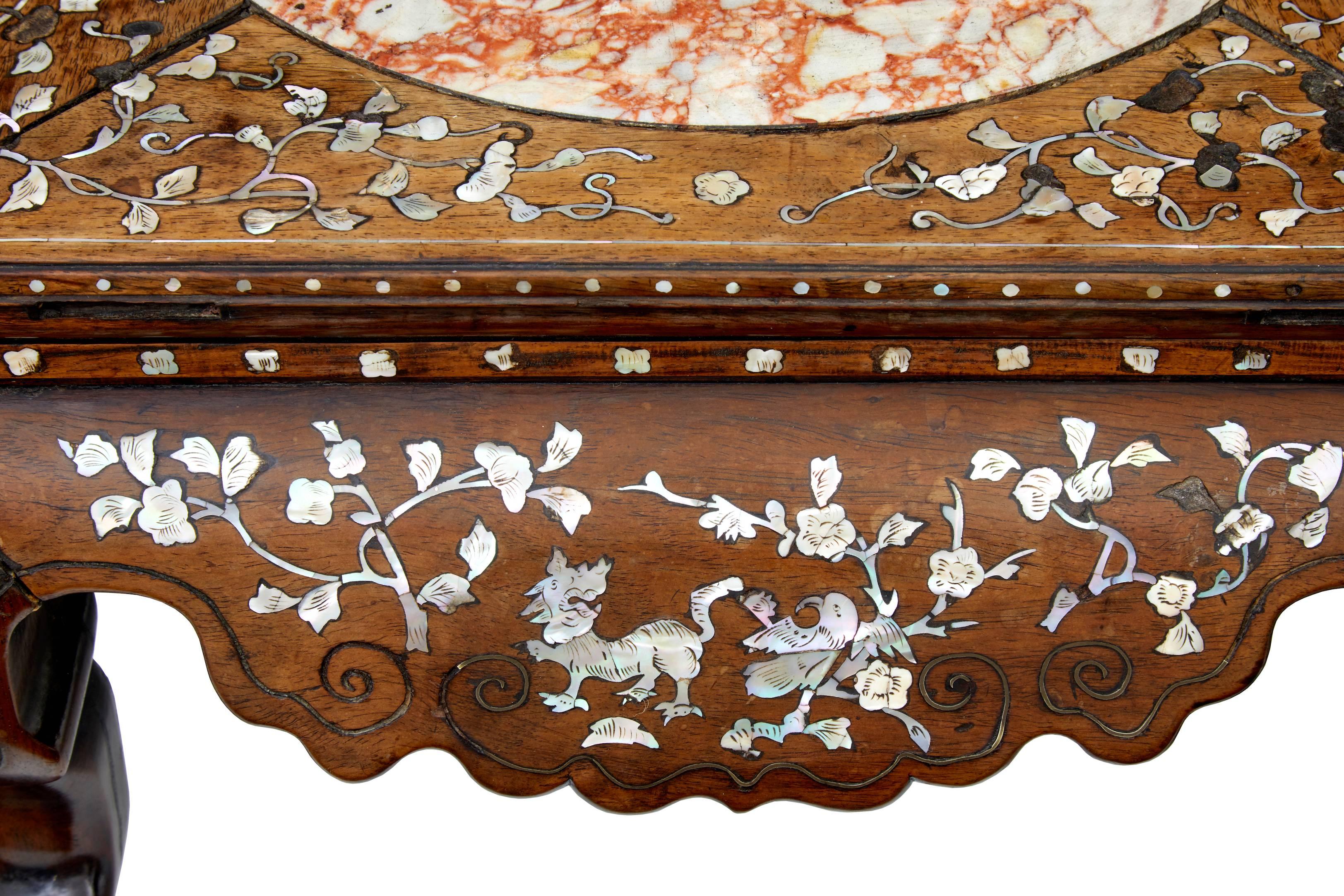 Inlay 18th Century Qing Chinese Huanghuali Mother of Pearl Inlaid Kang Table