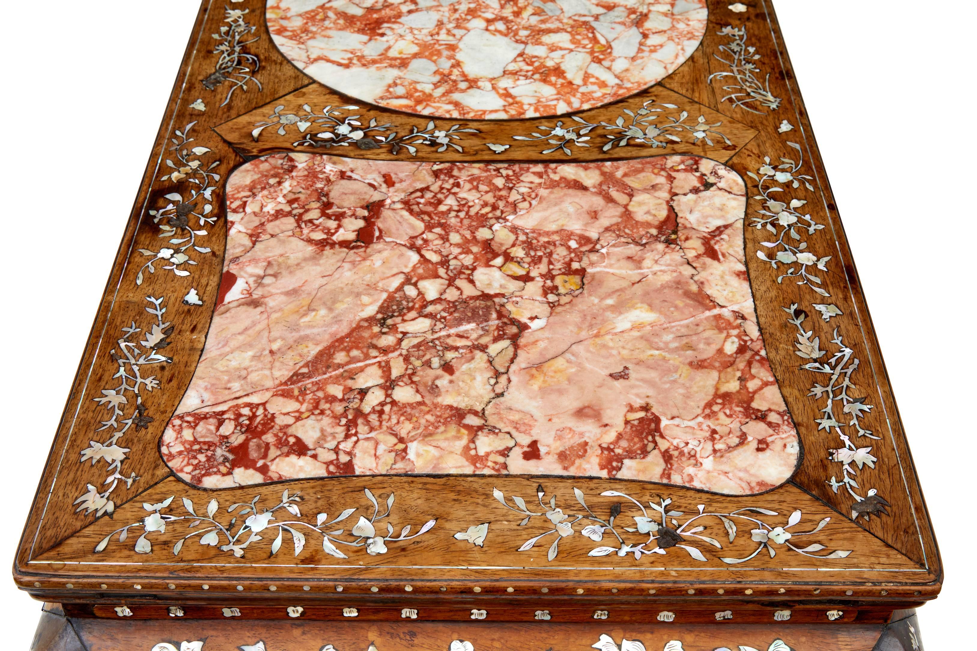 Hardwood 18th Century Qing Chinese Huanghuali Mother of Pearl Inlaid Kang Table