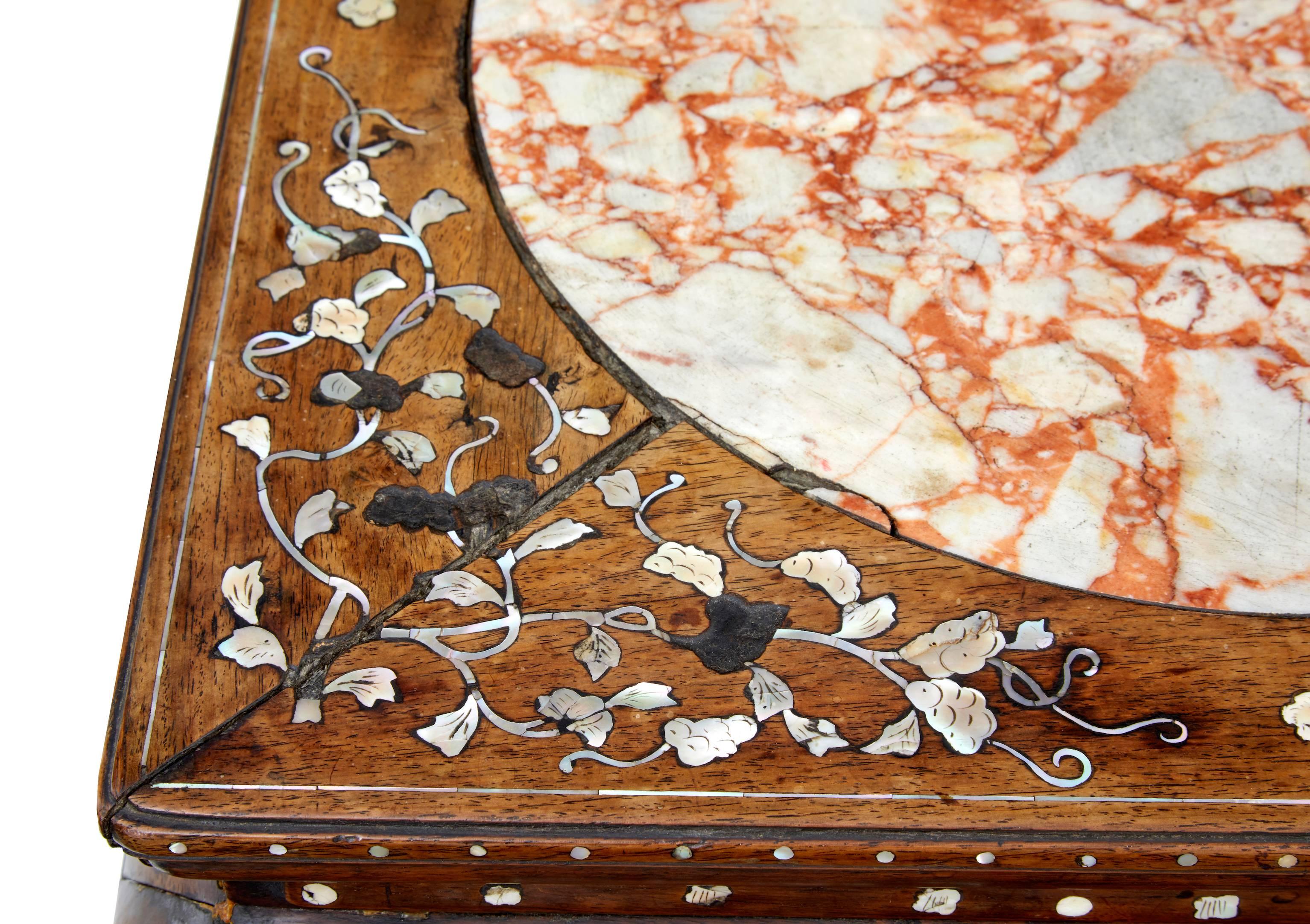 18th Century Qing Chinese Huanghuali Mother of Pearl Inlaid Kang Table 1