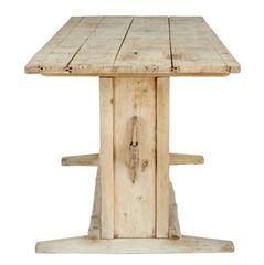 19th Century Rustic Pine Trestle Table