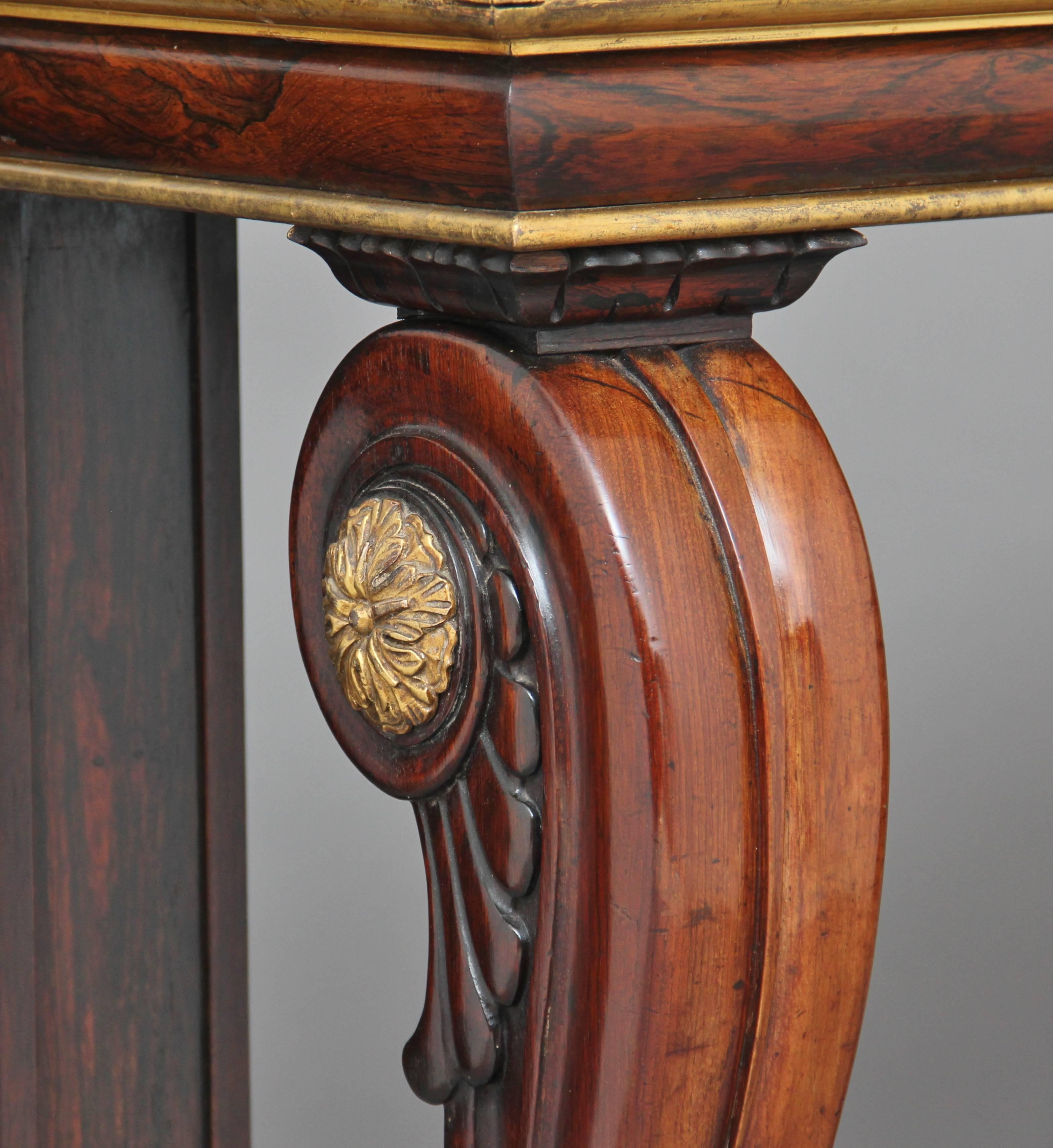 19th Century William IV Rosewood Marble-Top Console Table 3