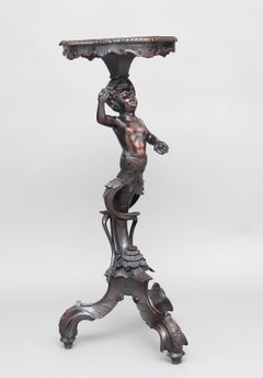 19th Century Carved Walnut Italian Torcher Stand