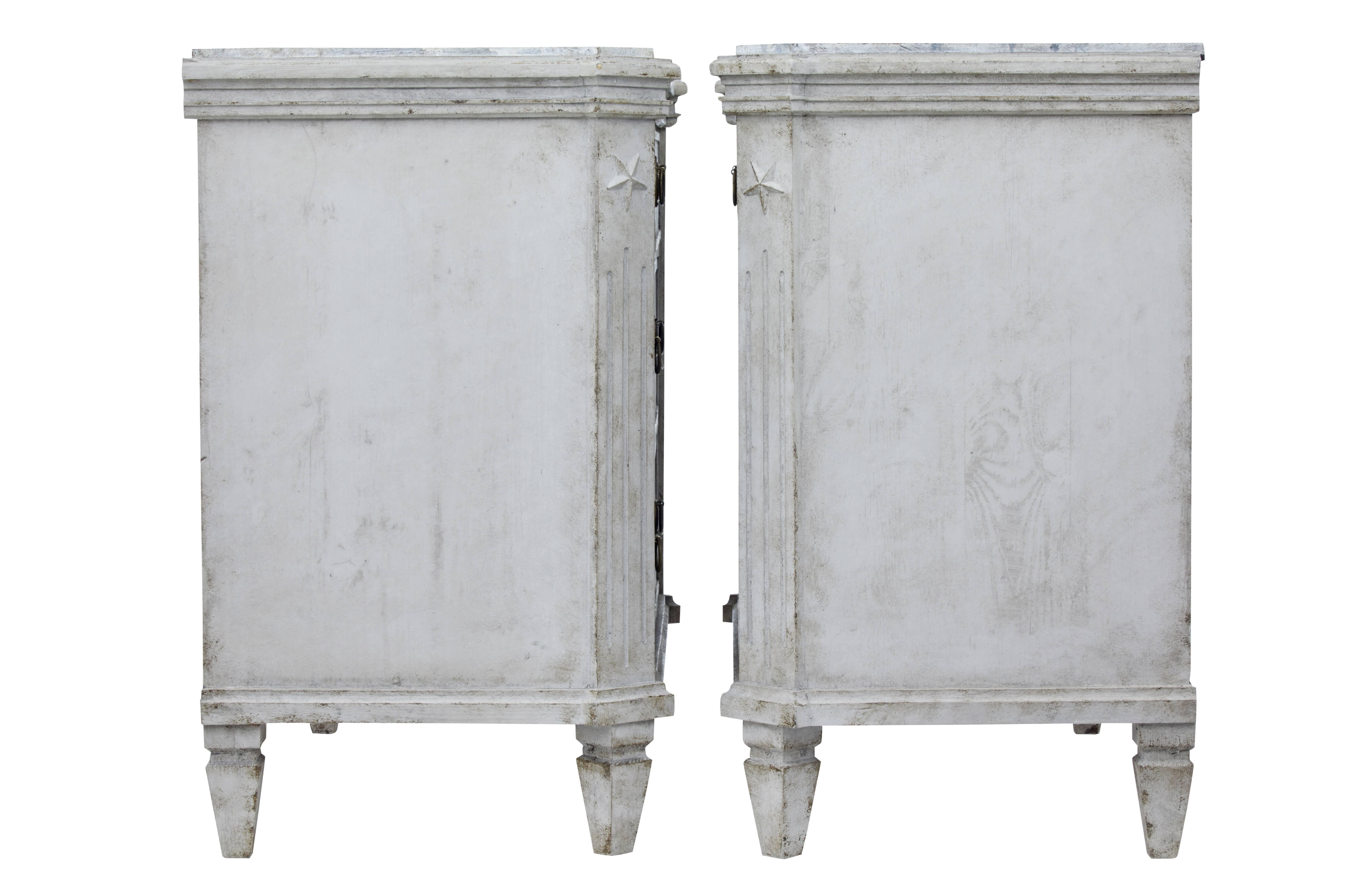 Pair of 19th Century Swedish Commodes with Faux Marble Tops In Good Condition In Debenham, Suffolk