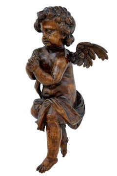 Large Pair of 18th Century Finely Carved Oak Cherubs