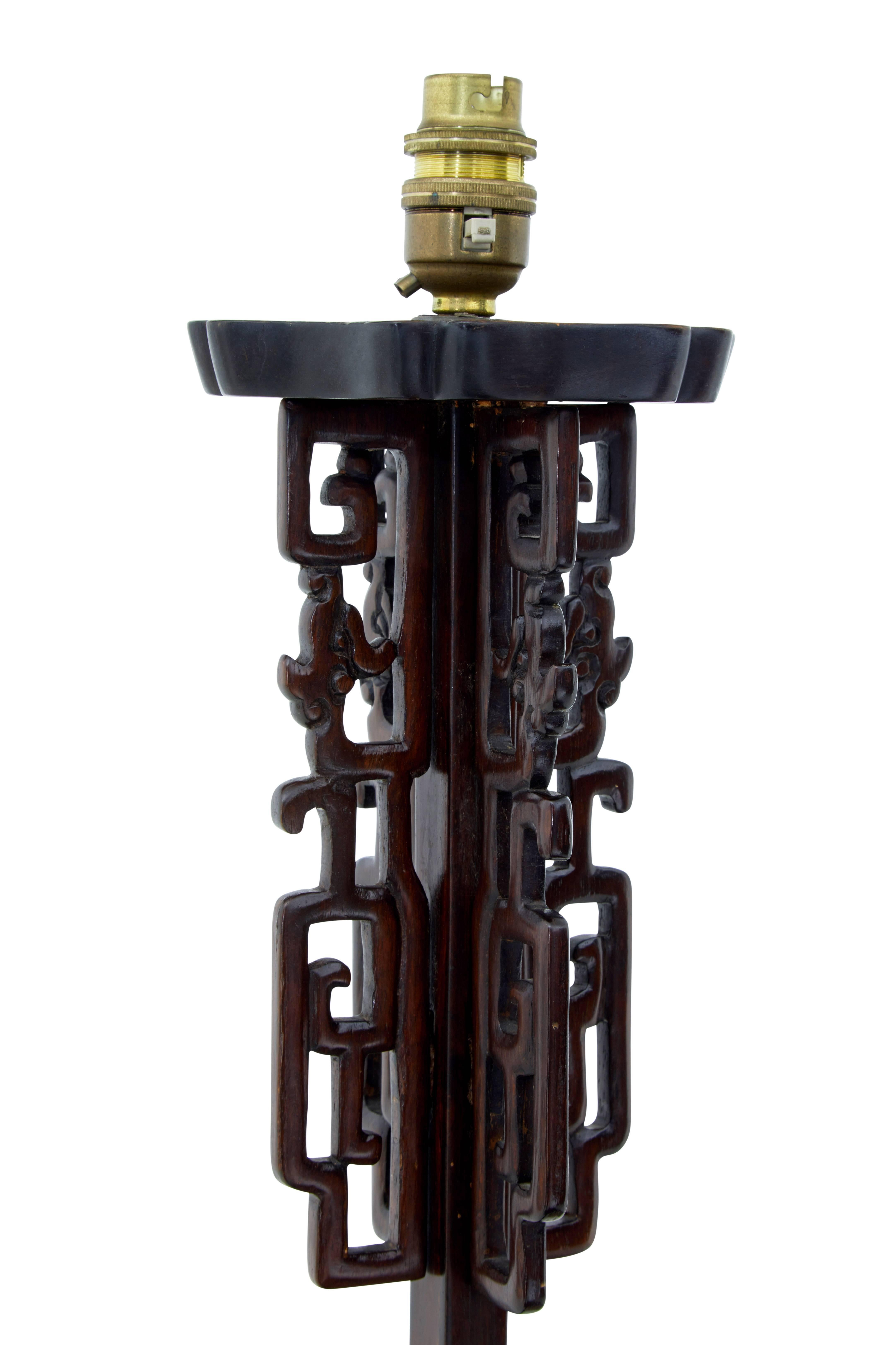 Carved Late 19th Century Chinese Huanghuali Light