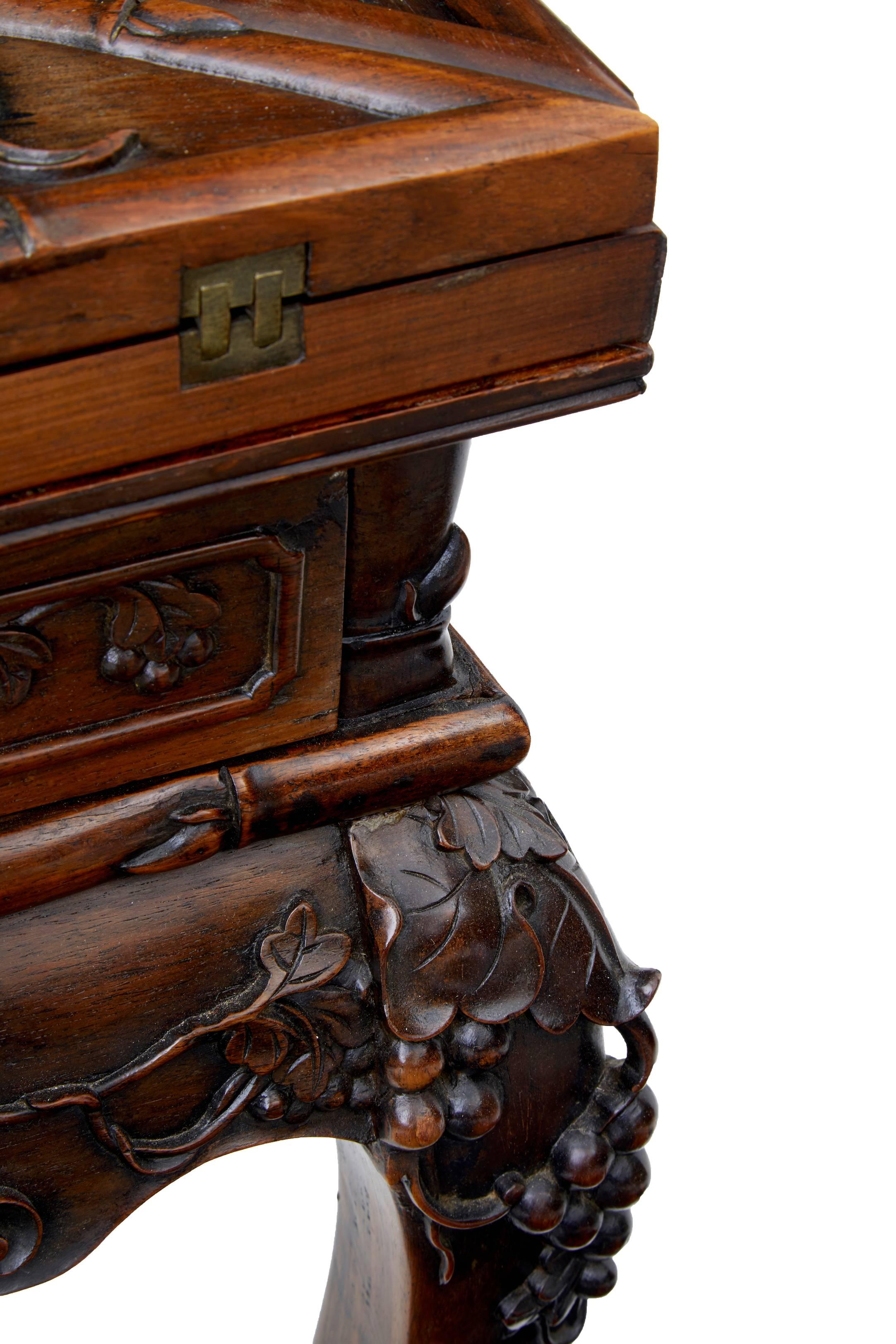19th Century, Chinese Carved Huanghuali Envelope Games Table 1