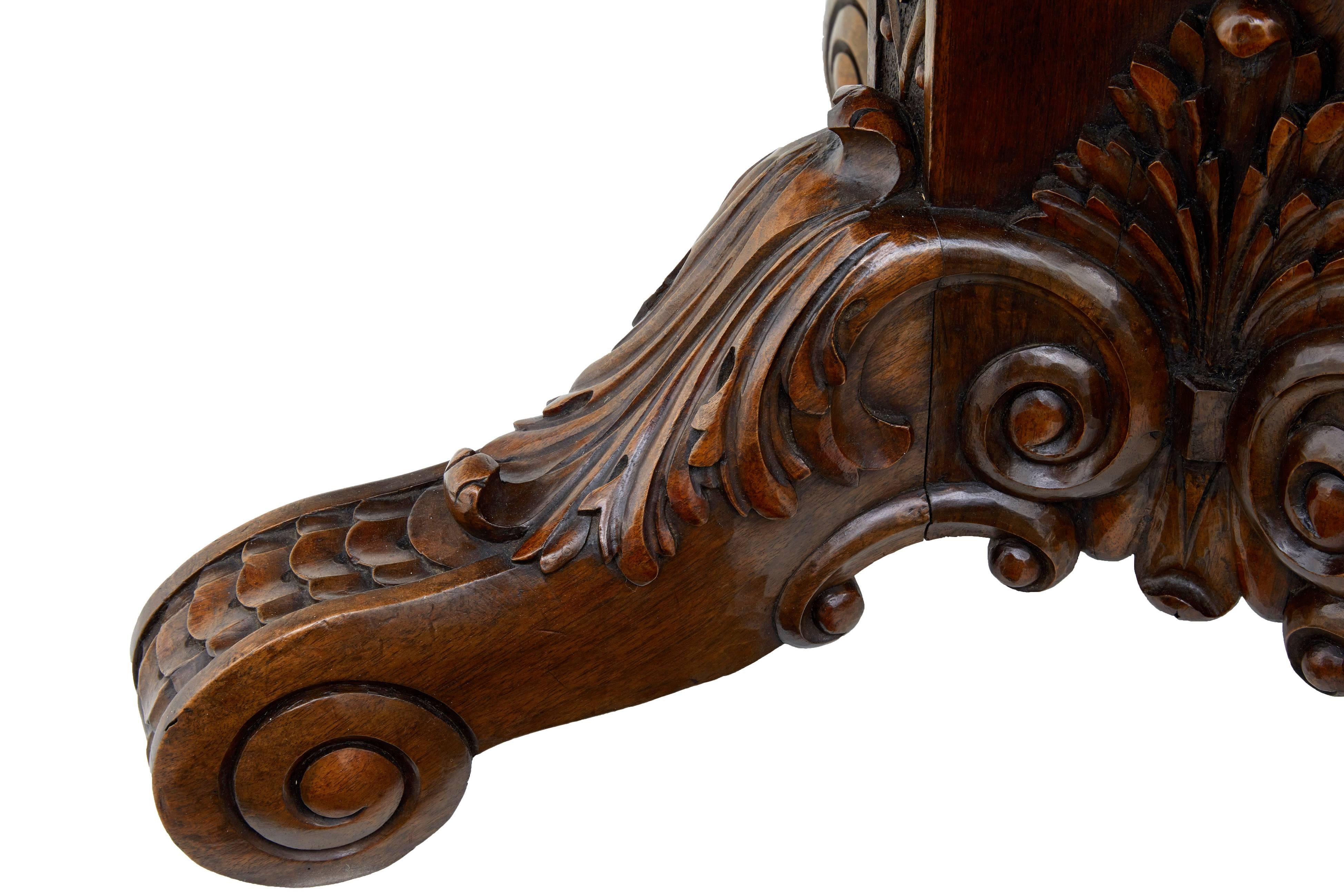 19th Century, French Carved Walnut Gueridon Table In Good Condition In Debenham, Suffolk