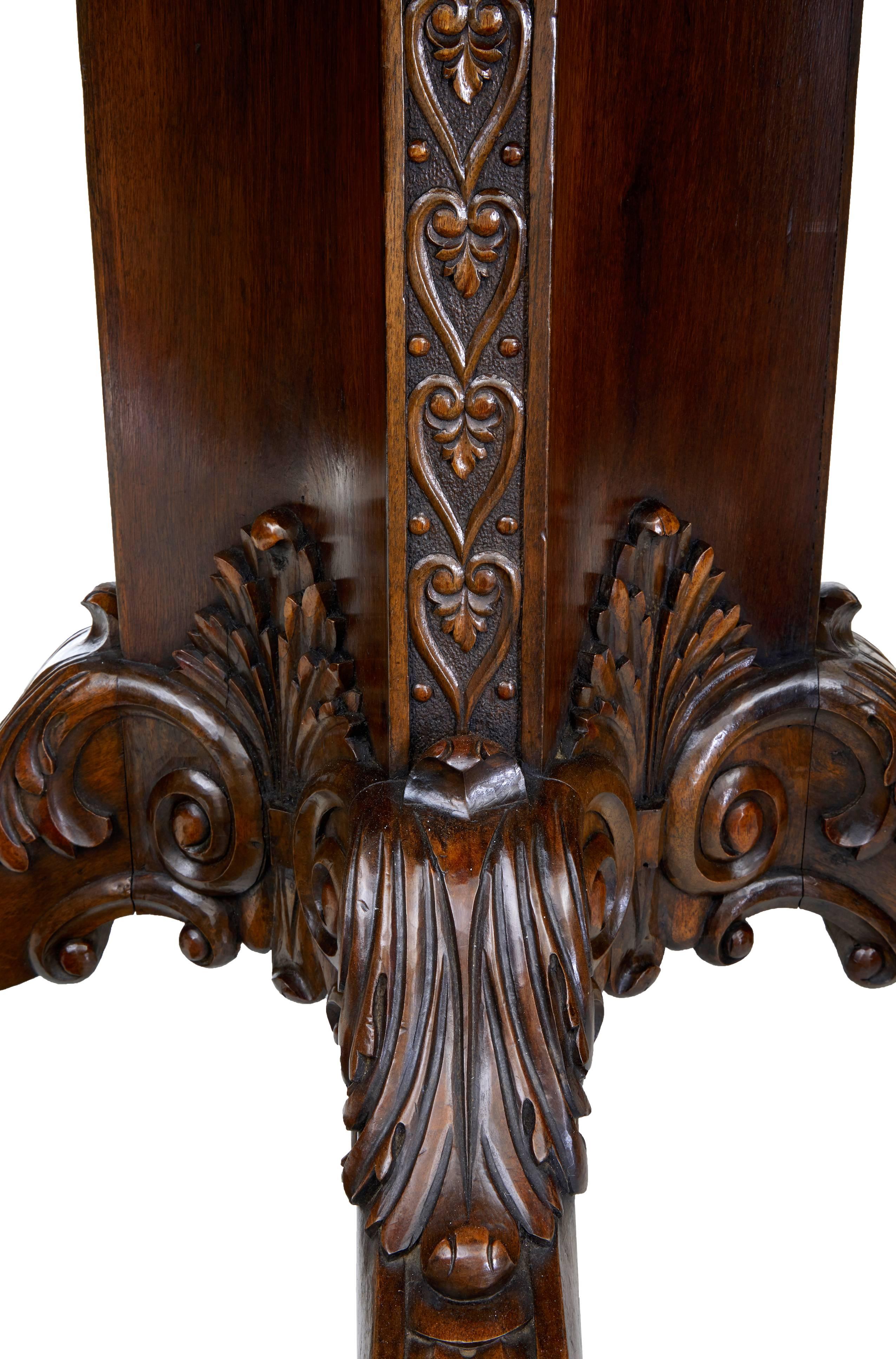 19th Century, French Carved Walnut Gueridon Table 1