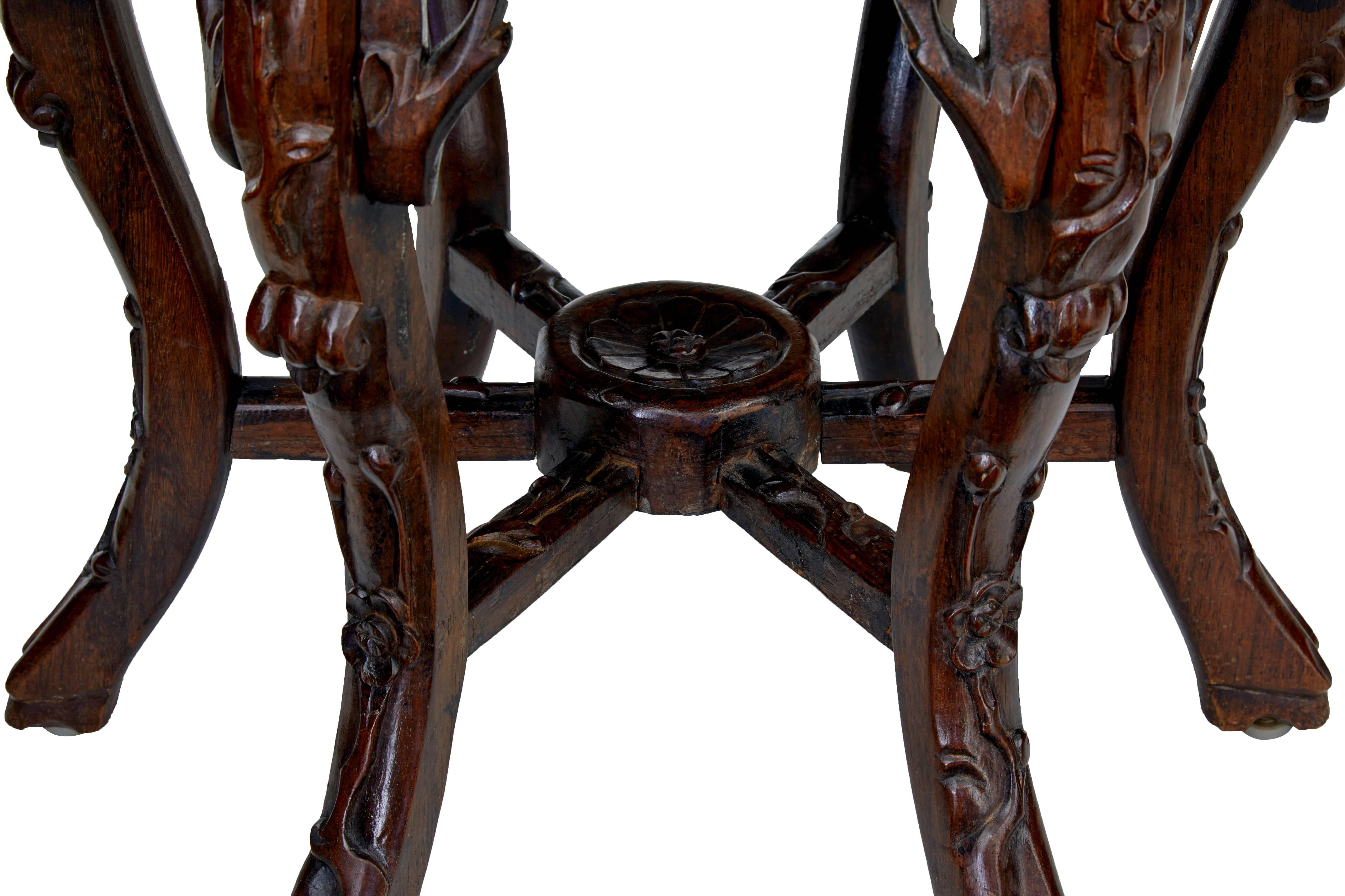 19th Century Carved Hard Wood Chinese Jardinere Stand In Good Condition In Debenham, Suffolk
