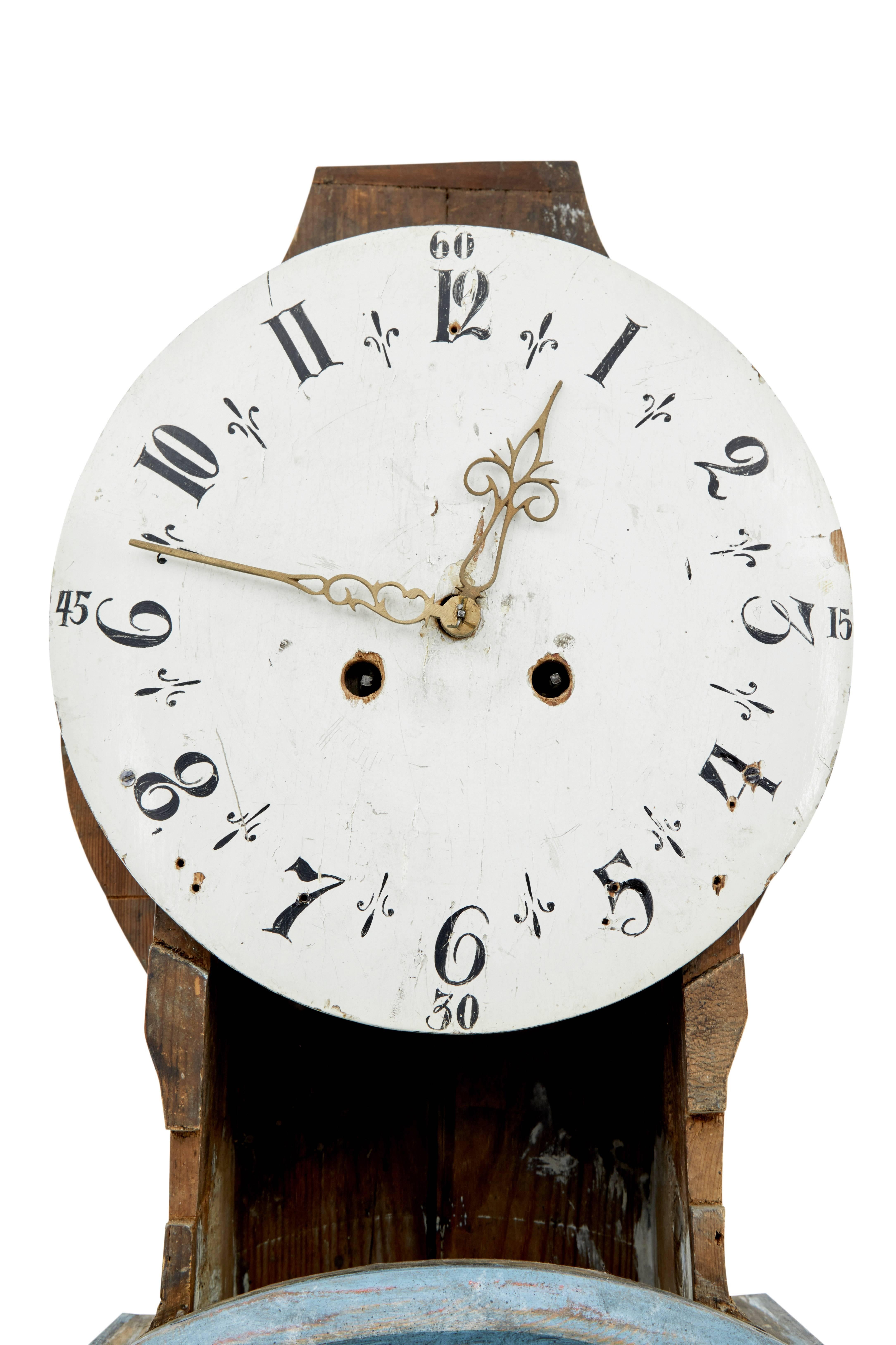 19th Century Swedish Painted Longcase Mora Clock 1