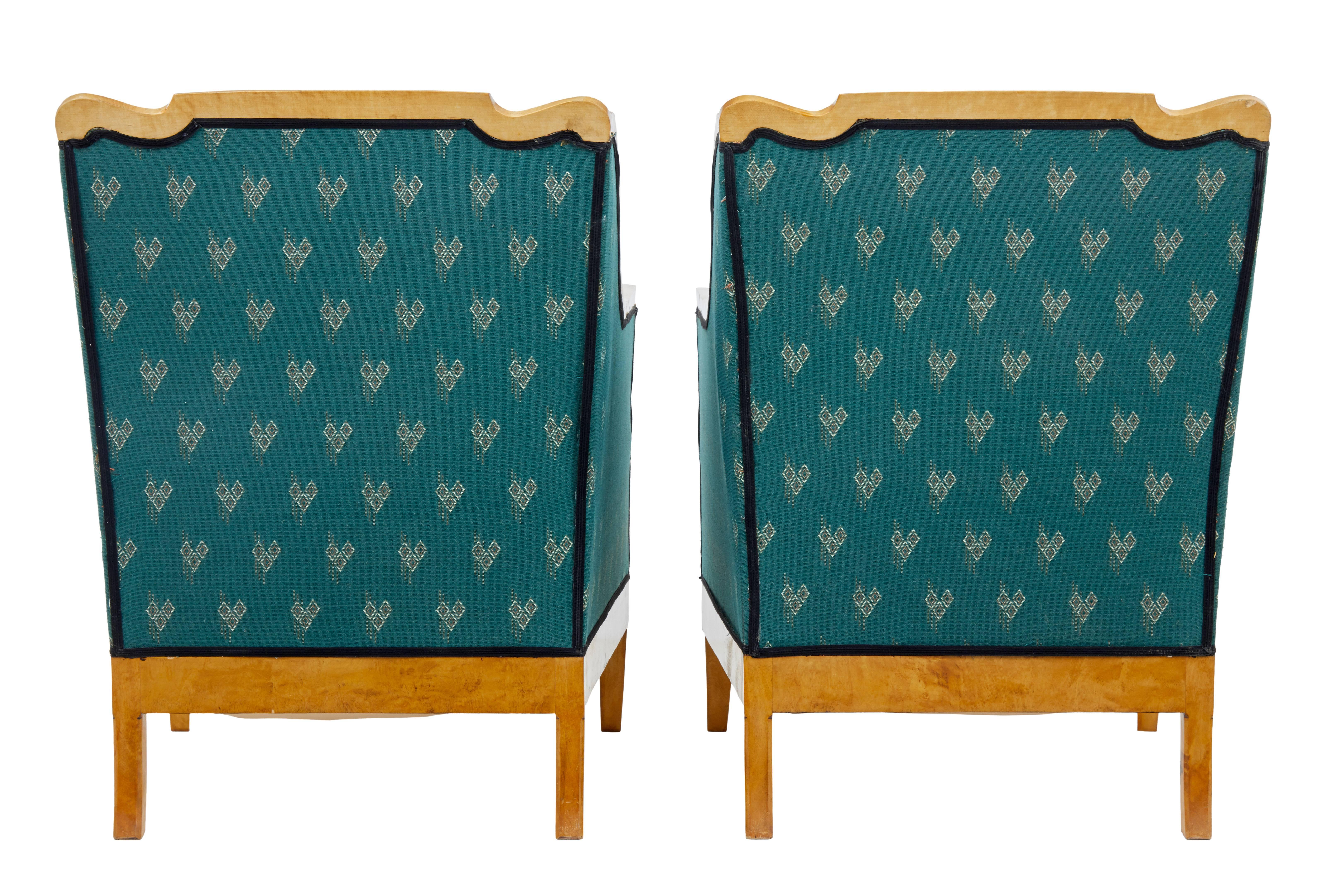 Empire Pair of Early 20th Century Shaped Birch Armchairs