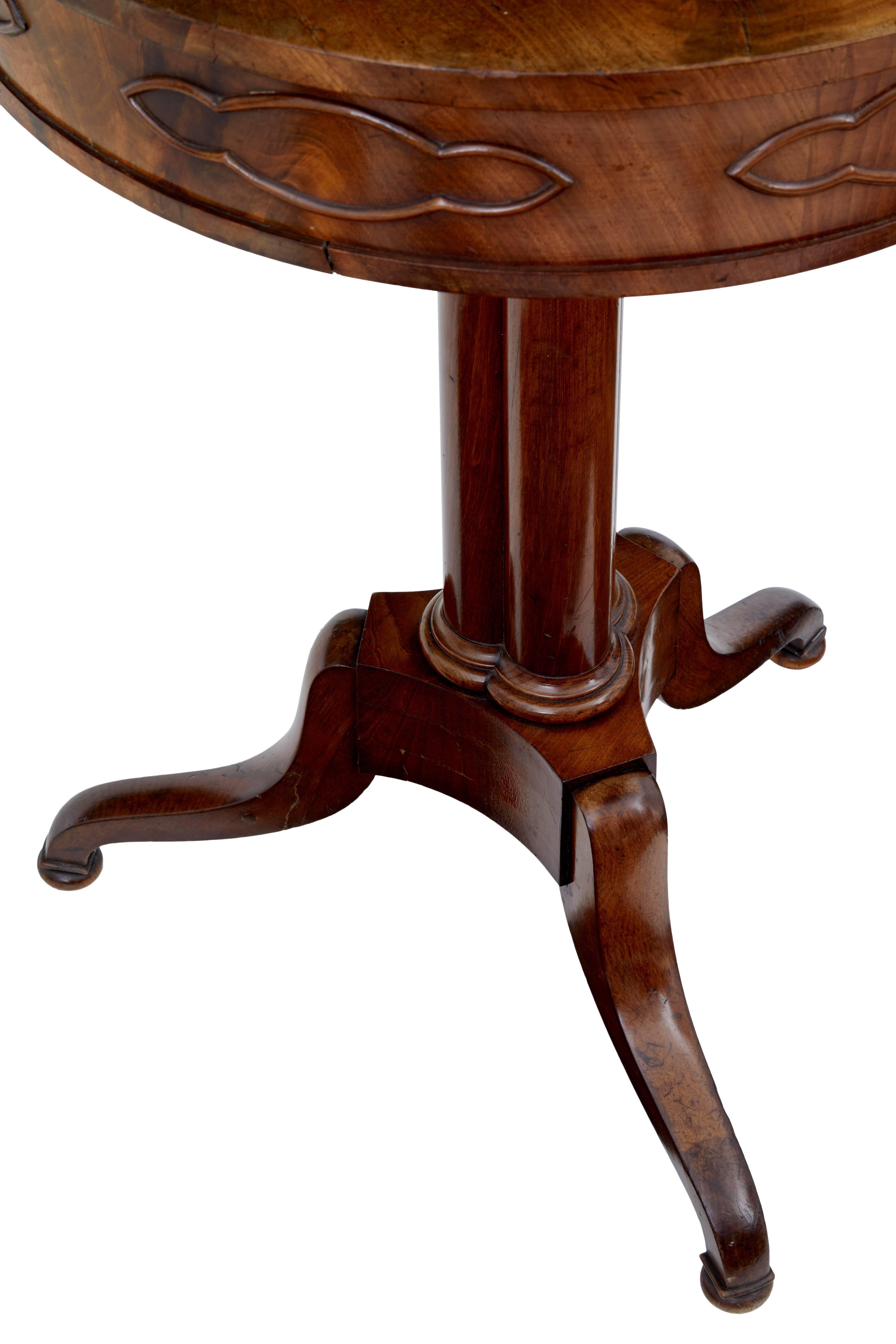 Woodwork 19th Century Danish Mahogany Work Occasional Table