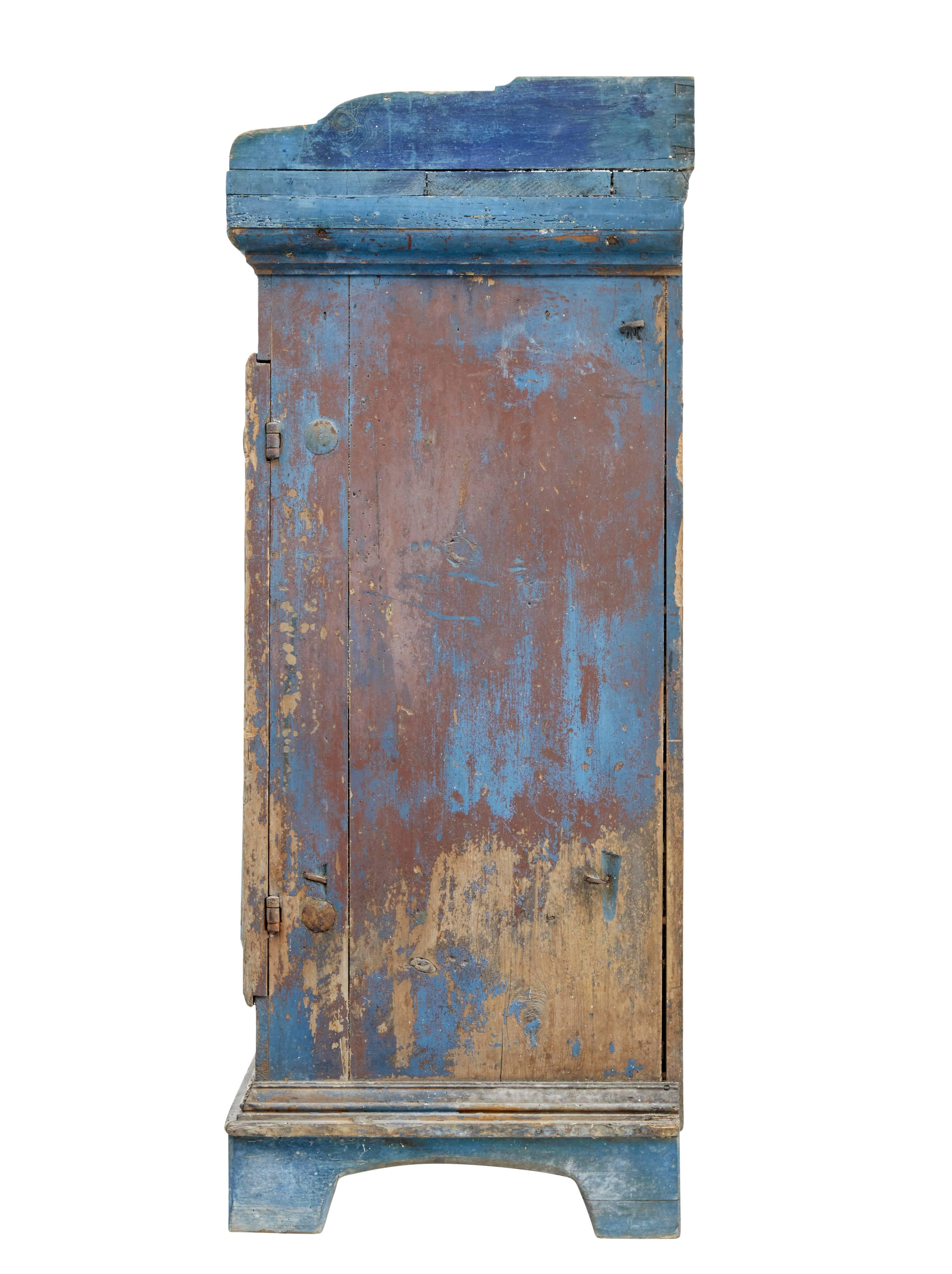 Early 19th Century Rustic Swedish Pine Painted Cupboard 1