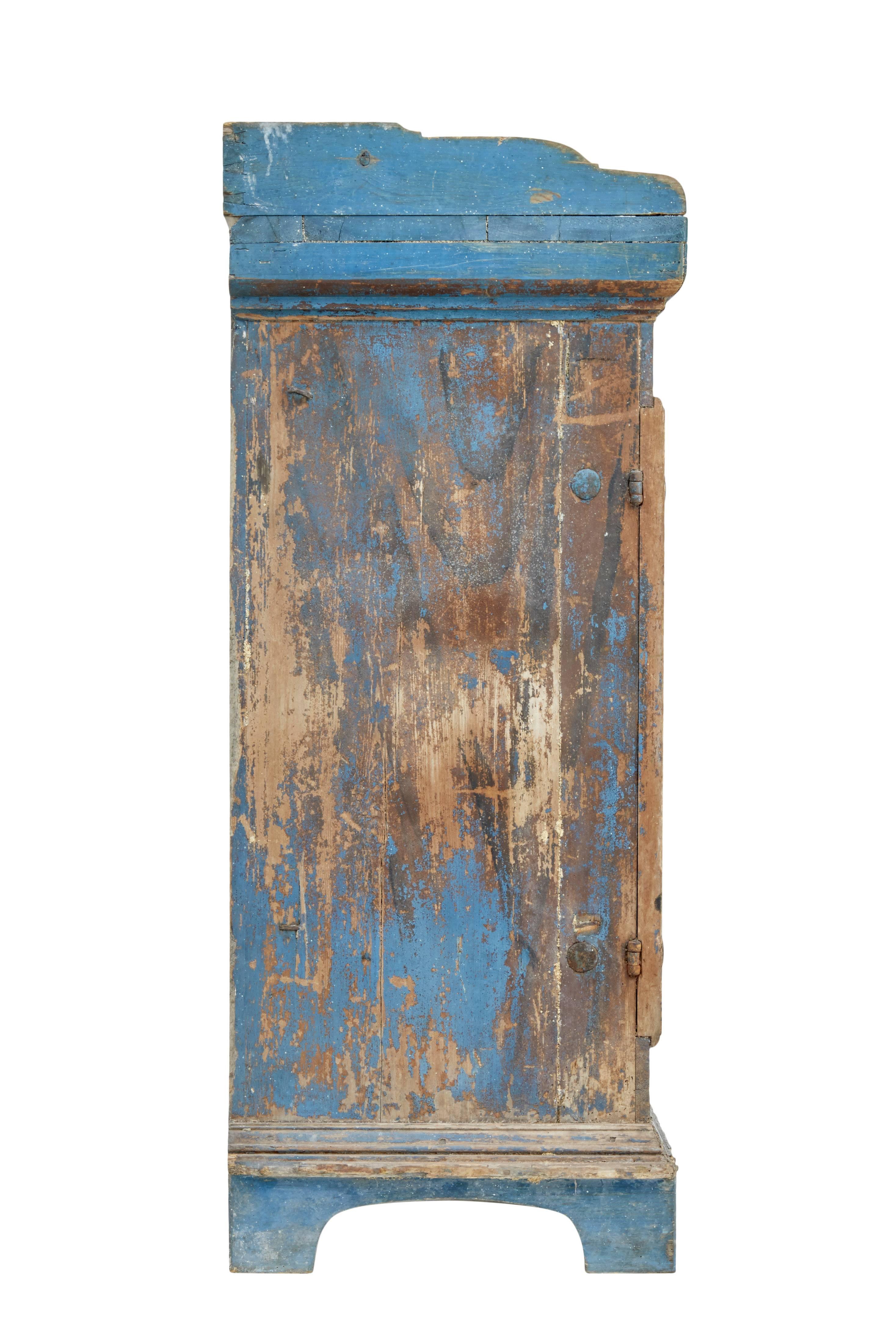 Early 19th Century Rustic Swedish Pine Painted Cupboard 3